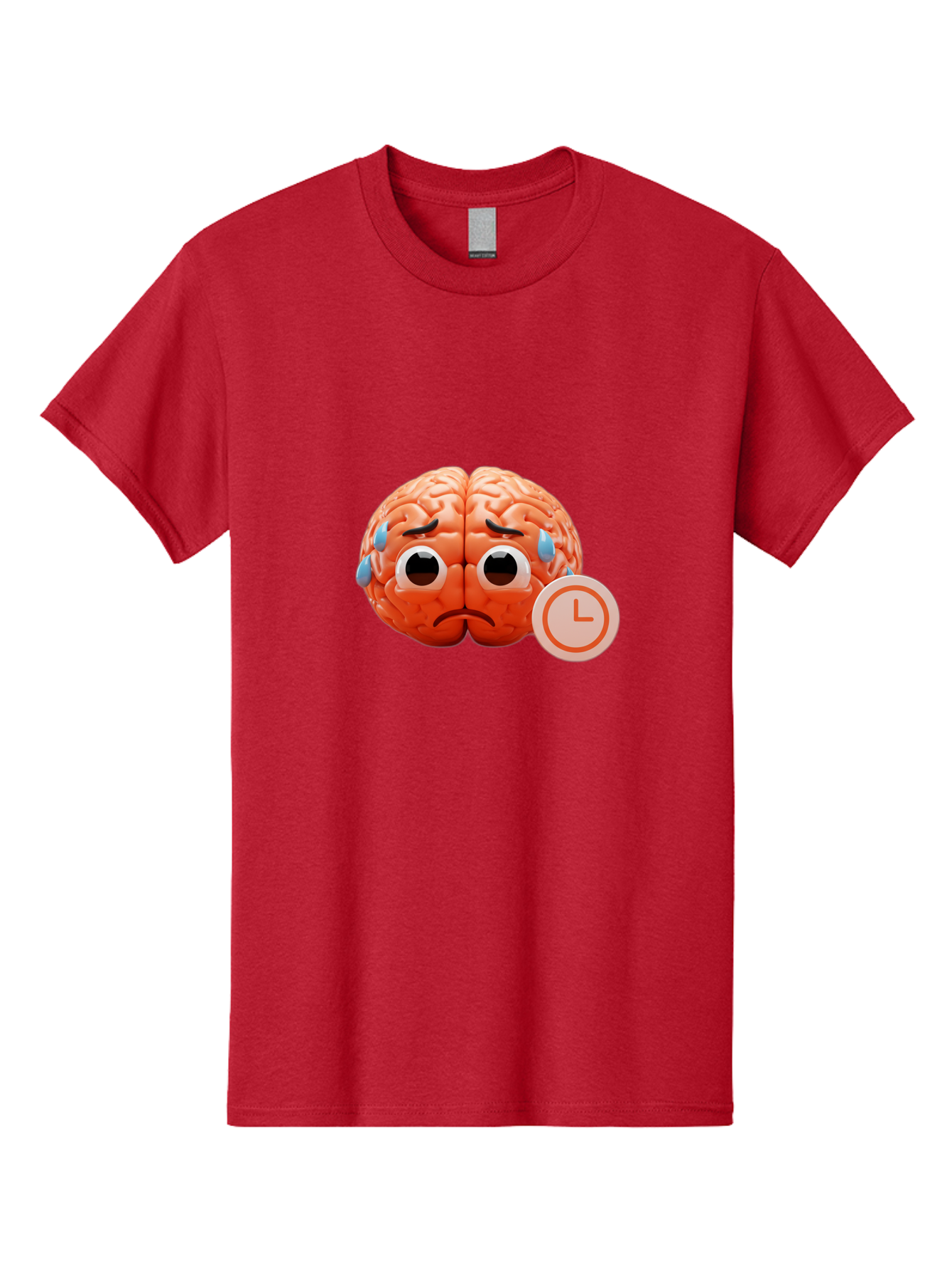 Sad-Brain Men'S Graphic Tee, 100% Cotton, Comfortable Casual Summer Wear, Machine Washable, Sad Brain, Stressed Brain, Anxiety, Frowning Face, Tears, Mental Health, Brain Fatigue, Stress Emotions, Frustration, Cartoon Brain Bab371 9