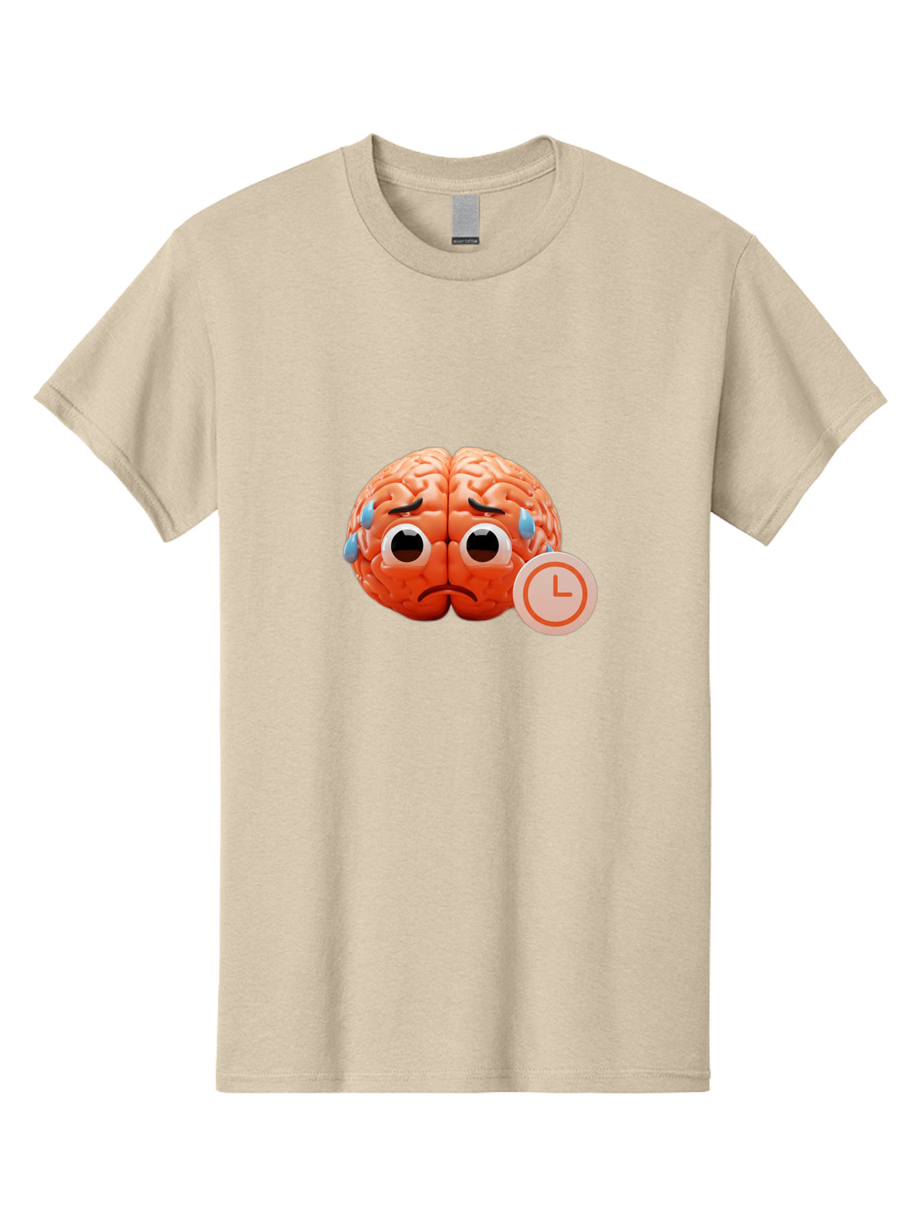 Sad-Brain Men'S Graphic Tee, 100% Cotton, Comfortable Casual Summer Wear, Machine Washable, Sad Brain, Stressed Brain, Anxiety, Frowning Face, Tears, Mental Health, Brain Fatigue, Stress Emotions, Frustration, Cartoon Brain Bab371 7