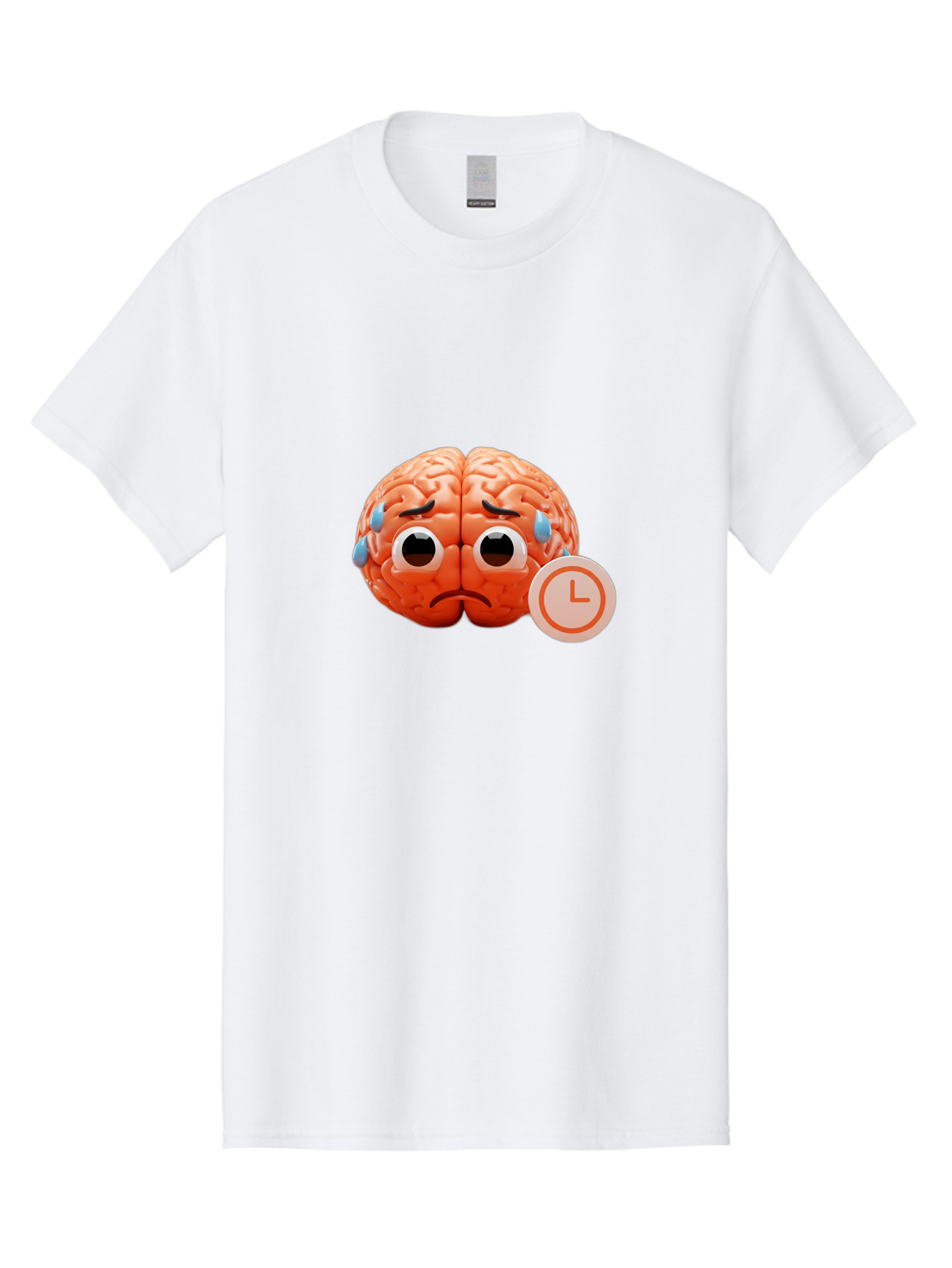 Sad-Brain Men'S Graphic Tee, 100% Cotton, Comfortable Casual Summer Wear, Machine Washable, Sad Brain, Stressed Brain, Anxiety, Frowning Face, Tears, Mental Health, Brain Fatigue, Stress Emotions, Frustration, Cartoon Brain Bab371 13