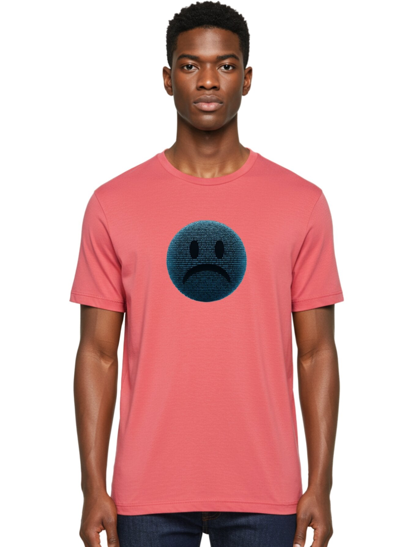 Sad-Face Men'S Graphic Tee, 100% Cotton, Comfortable Casual Summer Wear, Machine Washable, Sad Face Emoticon, Unhappy Expression, Displeased Emotion, Negative Sentiment, Frowning Face, Upset Feeling, Distressed Mood Bab372 21