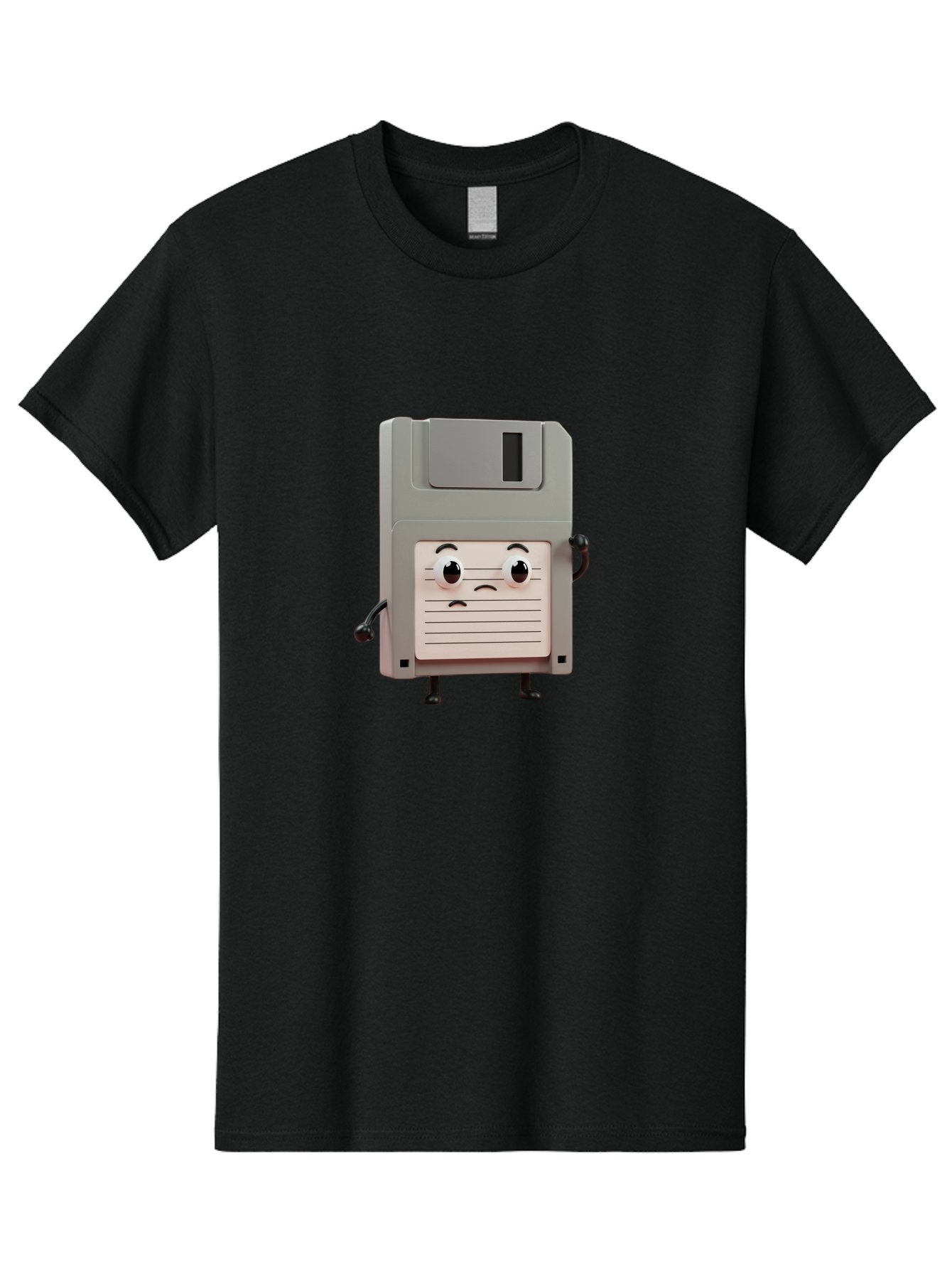 Sad-Floppy-Disk Men'S Graphic Tee, 100% Cotton, Comfortable Casual Summer Wear, Machine Washable, Retro Floppy Disk, Cartoon Character, Anthropomorphic Design, Sad Expression, 3D Rendering, Nostalgic Tech, Retro Computing, Bab373 7