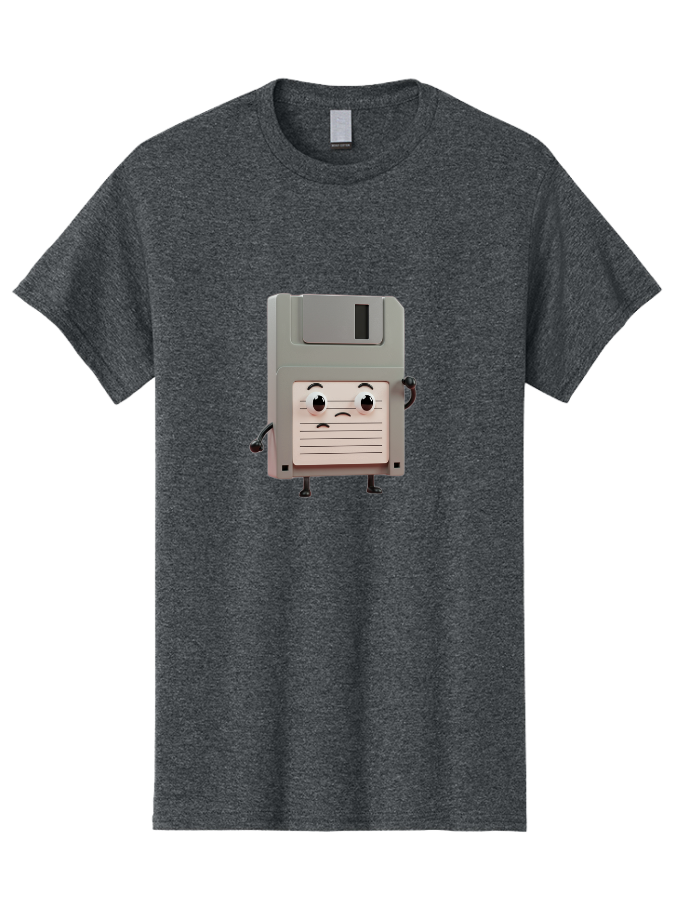 Sad-Floppy-Disk Men'S Graphic Tee, 100% Cotton, Comfortable Casual Summer Wear, Machine Washable, Retro Floppy Disk, Cartoon Character, Anthropomorphic Design, Sad Expression, 3D Rendering, Nostalgic Tech, Retro Computing, Bab373 21