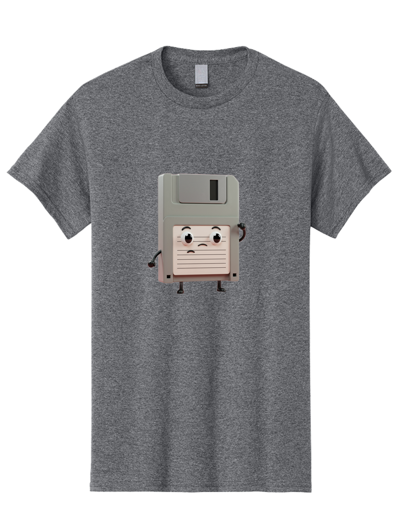 Sad-Floppy-Disk Men'S Graphic Tee, 100% Cotton, Comfortable Casual Summer Wear, Machine Washable, Retro Floppy Disk, Cartoon Character, Anthropomorphic Design, Sad Expression, 3D Rendering, Nostalgic Tech, Retro Computing, Bab373 17