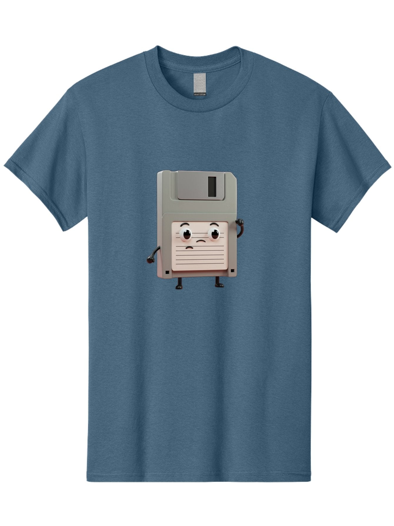 Sad-Floppy-Disk Men'S Graphic Tee, 100% Cotton, Comfortable Casual Summer Wear, Machine Washable, Retro Floppy Disk, Cartoon Character, Anthropomorphic Design, Sad Expression, 3D Rendering, Nostalgic Tech, Retro Computing, Bab373 14