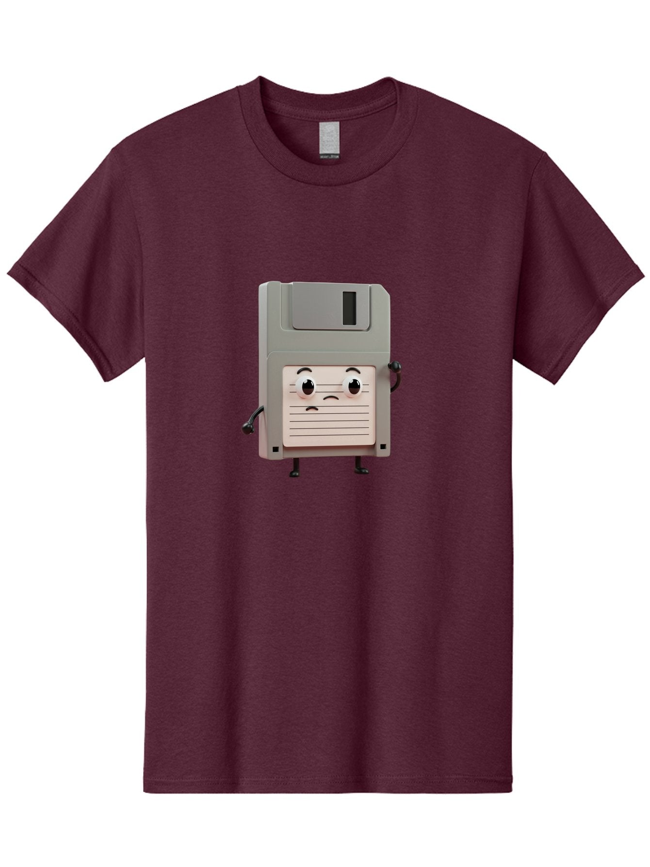 Sad-Floppy-Disk Men'S Graphic Tee, 100% Cotton, Comfortable Casual Summer Wear, Machine Washable, Retro Floppy Disk, Cartoon Character, Anthropomorphic Design, Sad Expression, 3D Rendering, Nostalgic Tech, Retro Computing, Bab373 12