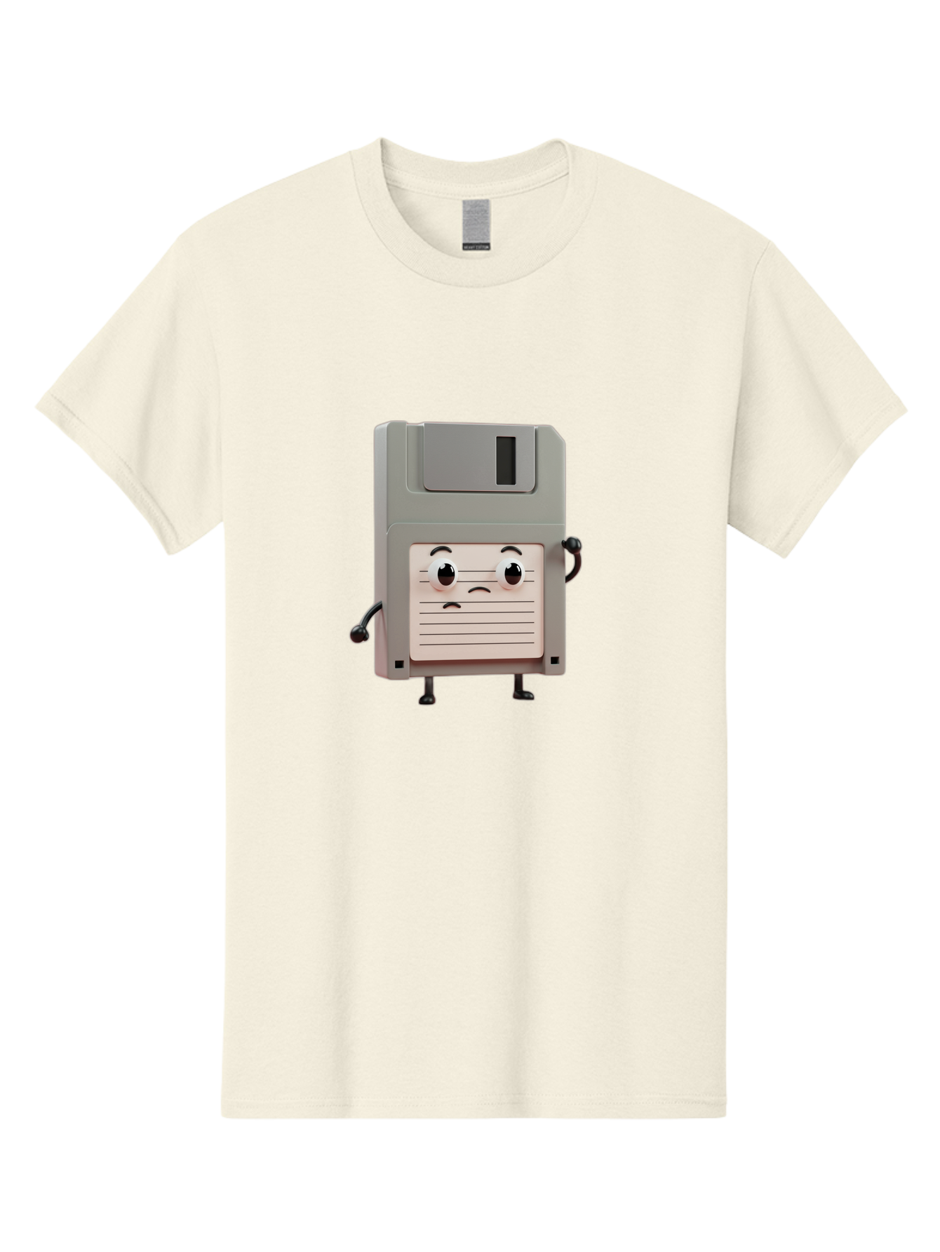 Sad-Floppy-Disk Men'S Graphic Tee, 100% Cotton, Comfortable Casual Summer Wear, Machine Washable, Retro Floppy Disk, Cartoon Character, Anthropomorphic Design, Sad Expression, 3D Rendering, Nostalgic Tech, Retro Computing, Bab373 9
