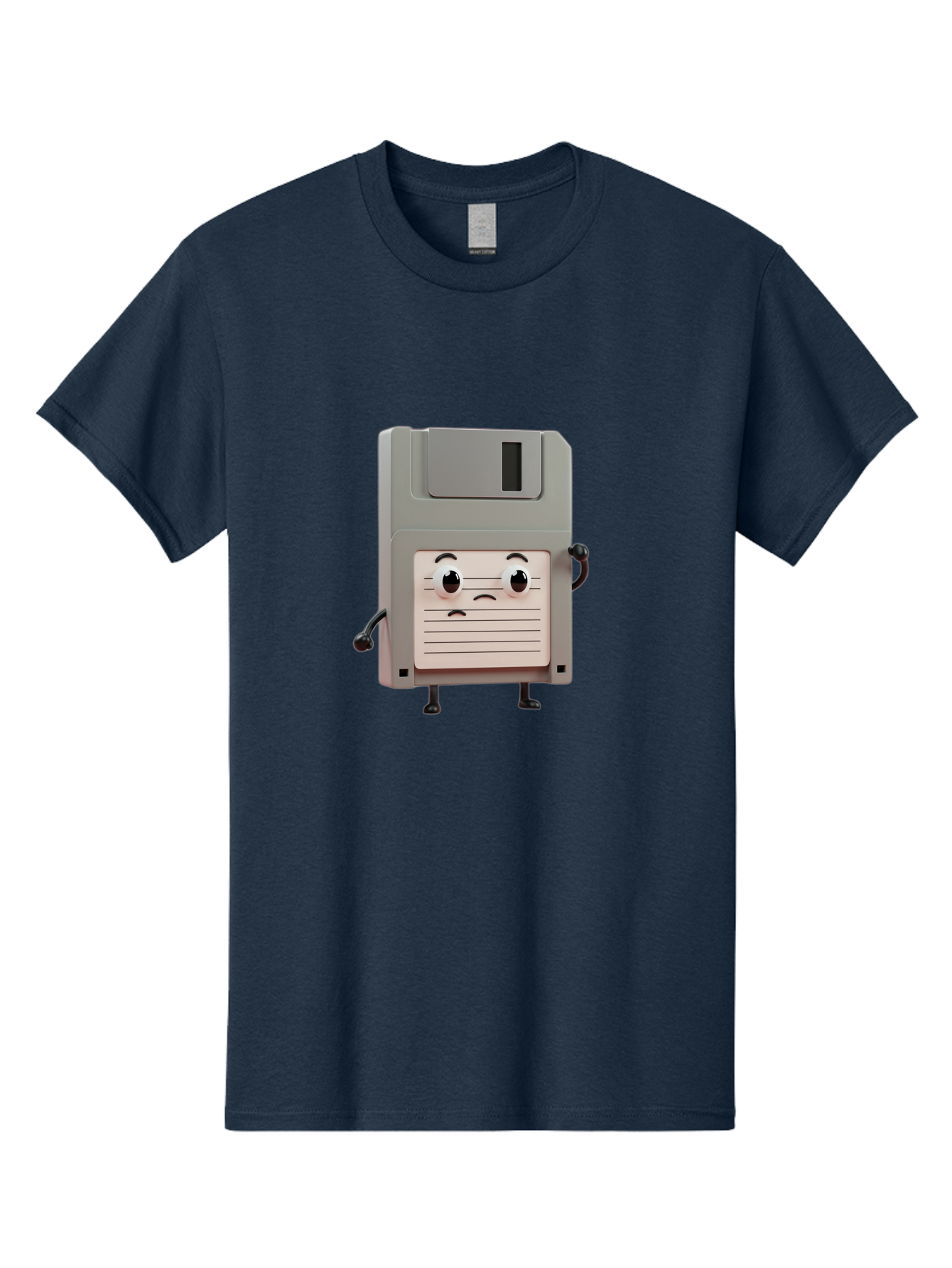 Sad-Floppy-Disk Men'S Graphic Tee, 100% Cotton, Comfortable Casual Summer Wear, Machine Washable, Retro Floppy Disk, Cartoon Character, Anthropomorphic Design, Sad Expression, 3D Rendering, Nostalgic Tech, Retro Computing, Bab373 7