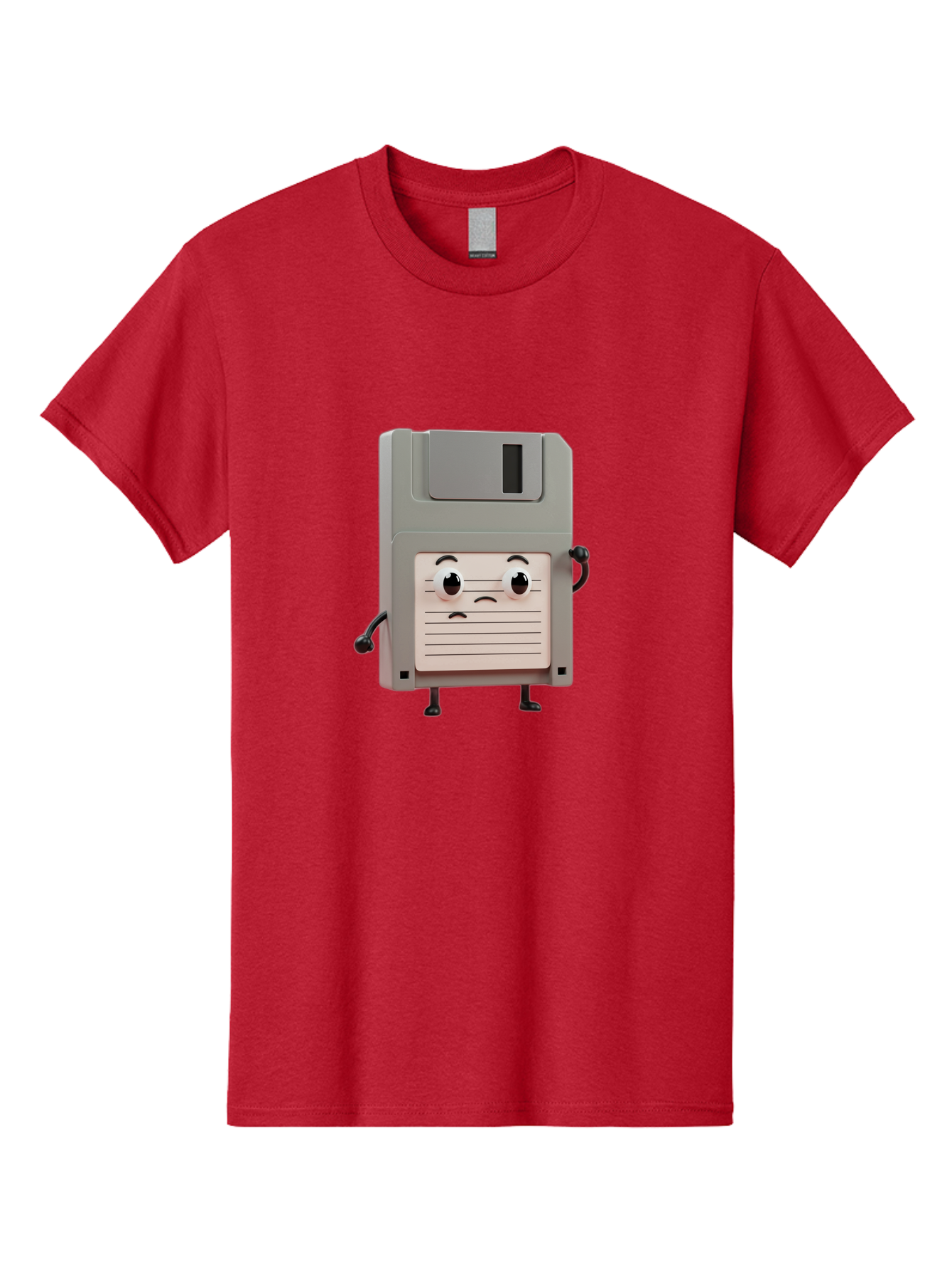 Sad-Floppy-Disk Men'S Graphic Tee, 100% Cotton, Comfortable Casual Summer Wear, Machine Washable, Retro Floppy Disk, Cartoon Character, Anthropomorphic Design, Sad Expression, 3D Rendering, Nostalgic Tech, Retro Computing, Bab373 13