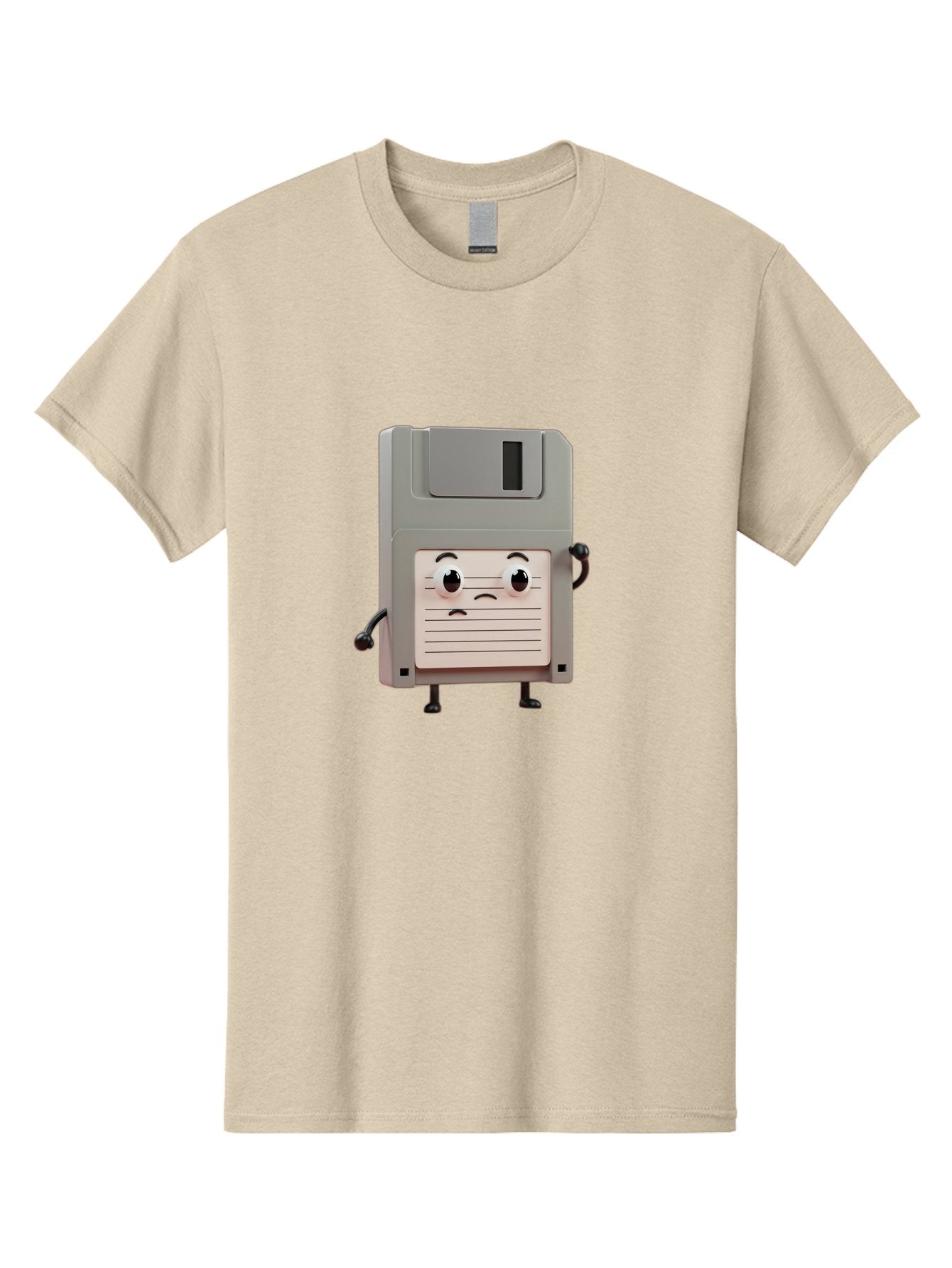 Sad-Floppy-Disk Men'S Graphic Tee, 100% Cotton, Comfortable Casual Summer Wear, Machine Washable, Retro Floppy Disk, Cartoon Character, Anthropomorphic Design, Sad Expression, 3D Rendering, Nostalgic Tech, Retro Computing, Bab373 13