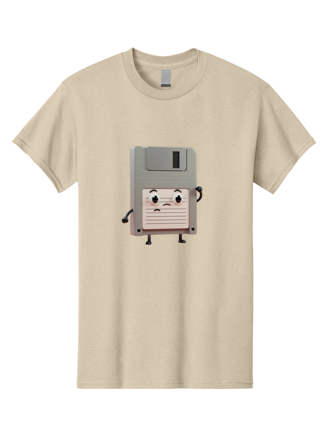 Sad-Floppy-Disk Men'S Graphic Tee, 100% Cotton, Comfortable Casual Summer Wear, Machine Washable, Retro Floppy Disk, Cartoon Character, Anthropomorphic Design, Sad Expression, 3D Rendering, Nostalgic Tech, Retro Computing, Bab373 29