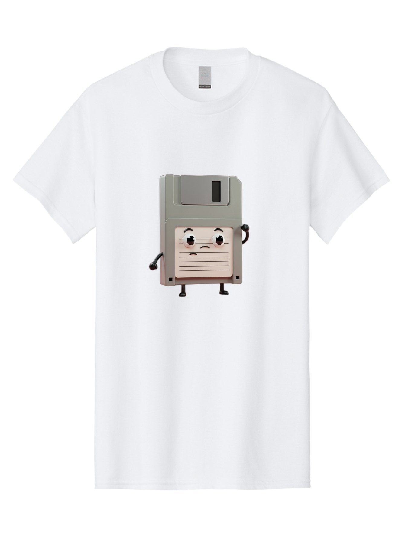 Sad-Floppy-Disk Men'S Graphic Tee, 100% Cotton, Comfortable Casual Summer Wear, Machine Washable, Retro Floppy Disk, Cartoon Character, Anthropomorphic Design, Sad Expression, 3D Rendering, Nostalgic Tech, Retro Computing, Bab373 15