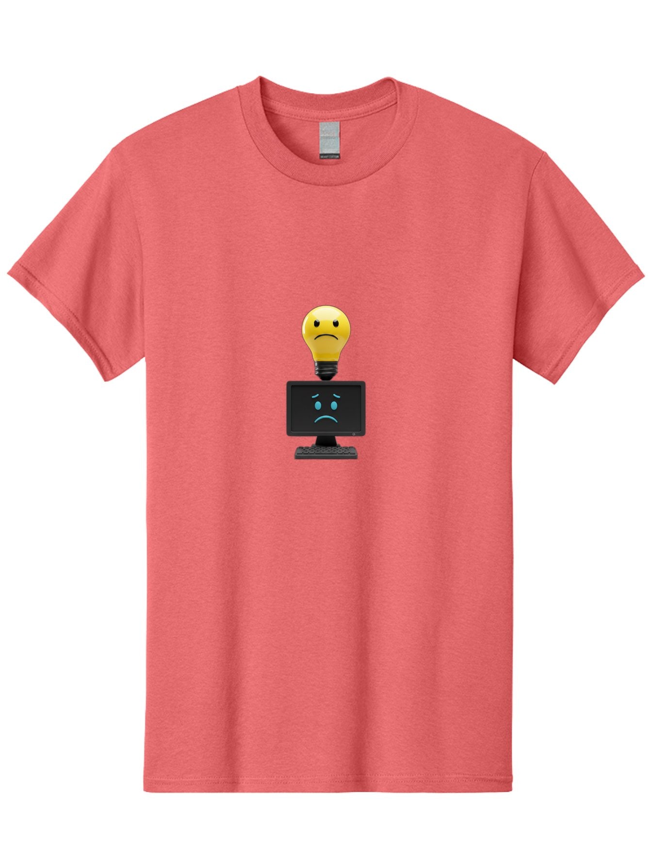 Sad-Light-Bulb Men'S Graphic Tee, 100% Cotton, Comfortable Casual Summer Wear, Machine Washable, Sad Emoji, Frowning Face, Unhappy Computer, Disappointing Technology, Frustrations, Negative Emotions, Distress, Gloomy Atmosphere, Bab376 10