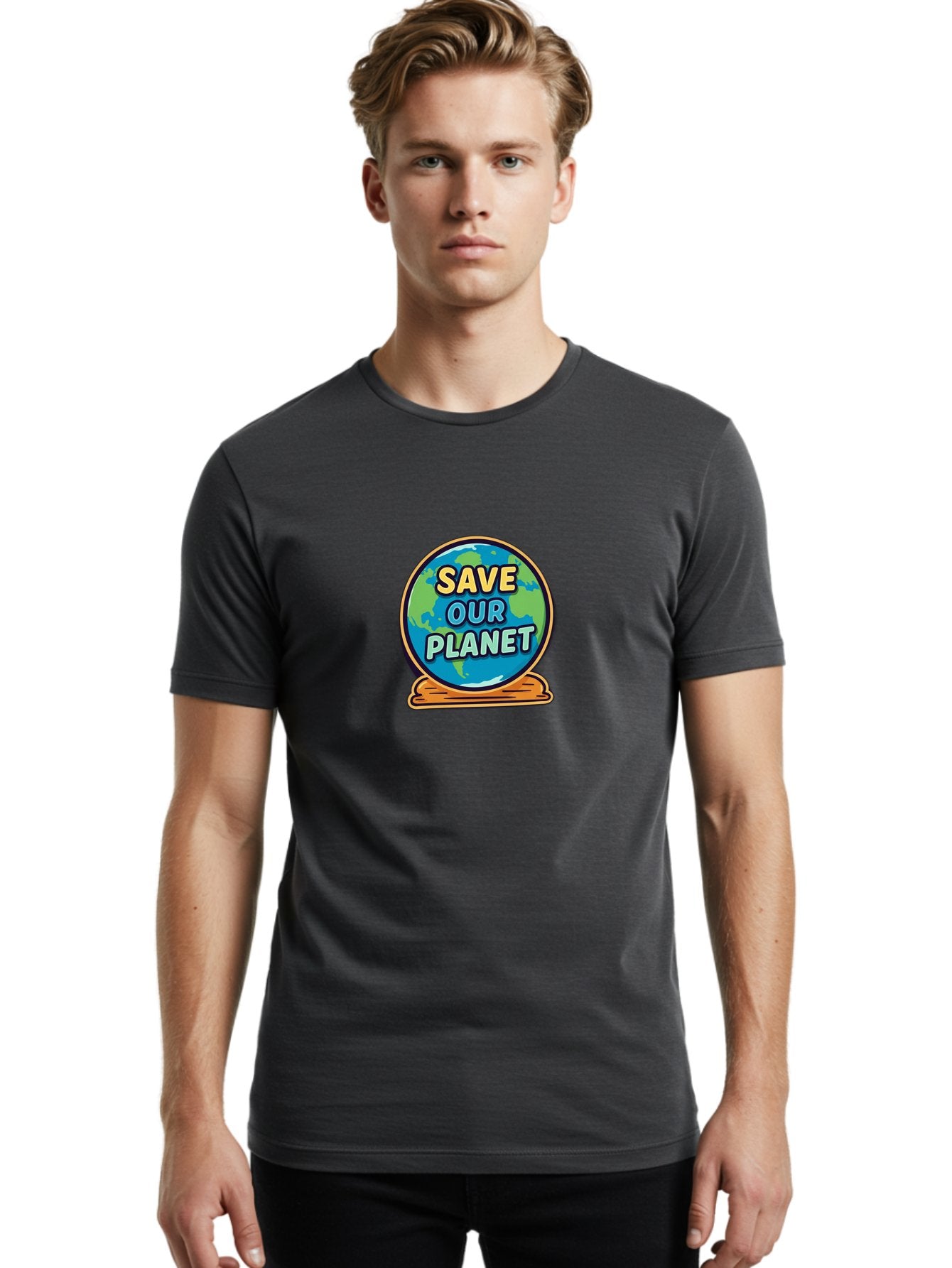 Save-Our-Planet-2 Men'S Graphic Tee, 100% Cotton, Comfortable Casual Summer Wear, Machine Washable, Globe With Save Our Planet Text, Eco-Friendly Message, Environmental Awareness, Earth Conservation, Sustainability, Global Unity, Bab378 28