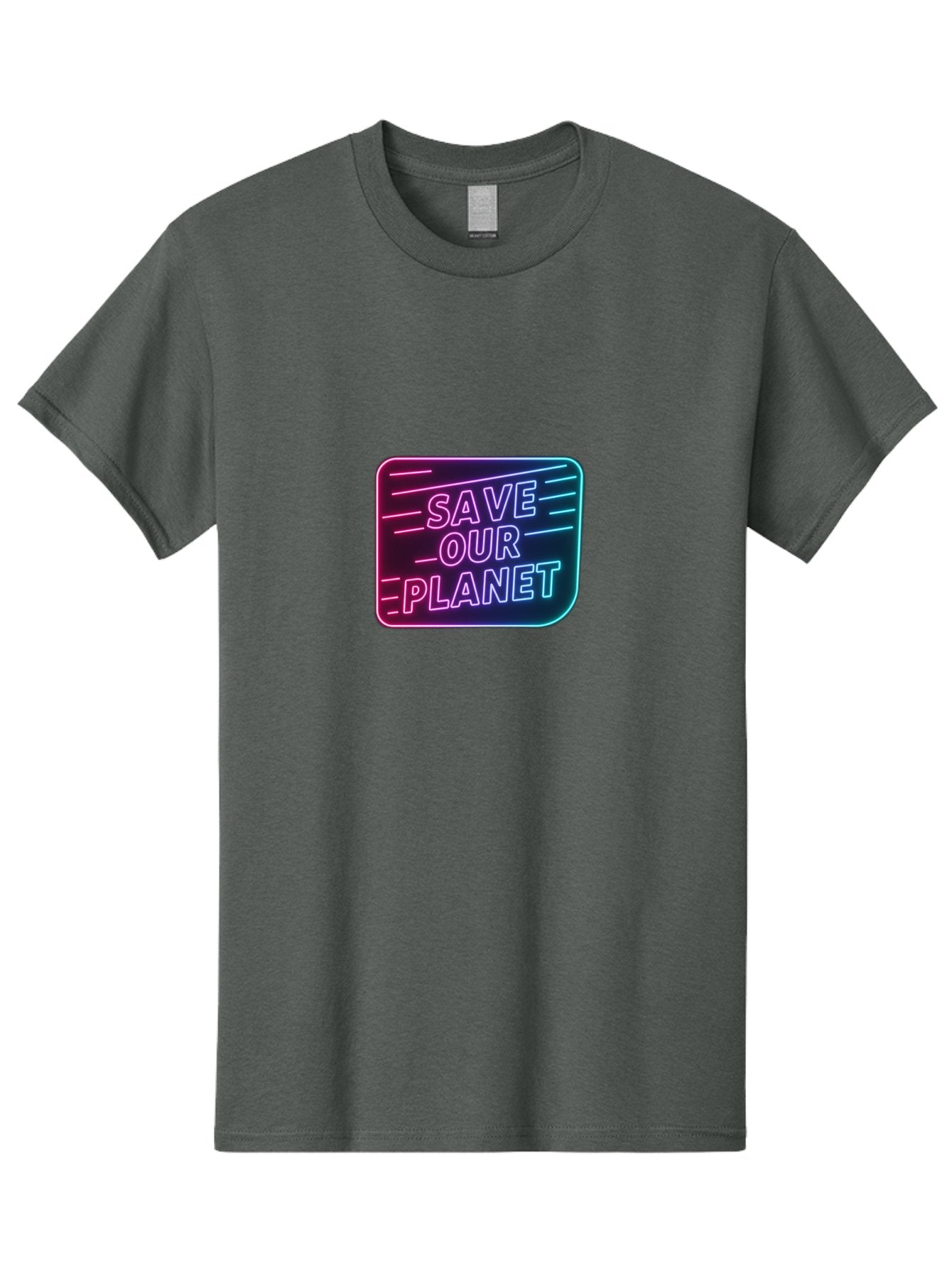 Save-Our-Planet-3 Men'S Graphic Tee, 100% Cotton, Comfortable Casual Summer Wear, Machine Washable, Neon Sign, Save Our Planet, Environmental Awareness, Eco-Friendly Message, Sustainability, Conservation, Activism, Social Impact, Neon Lights Bab379 7