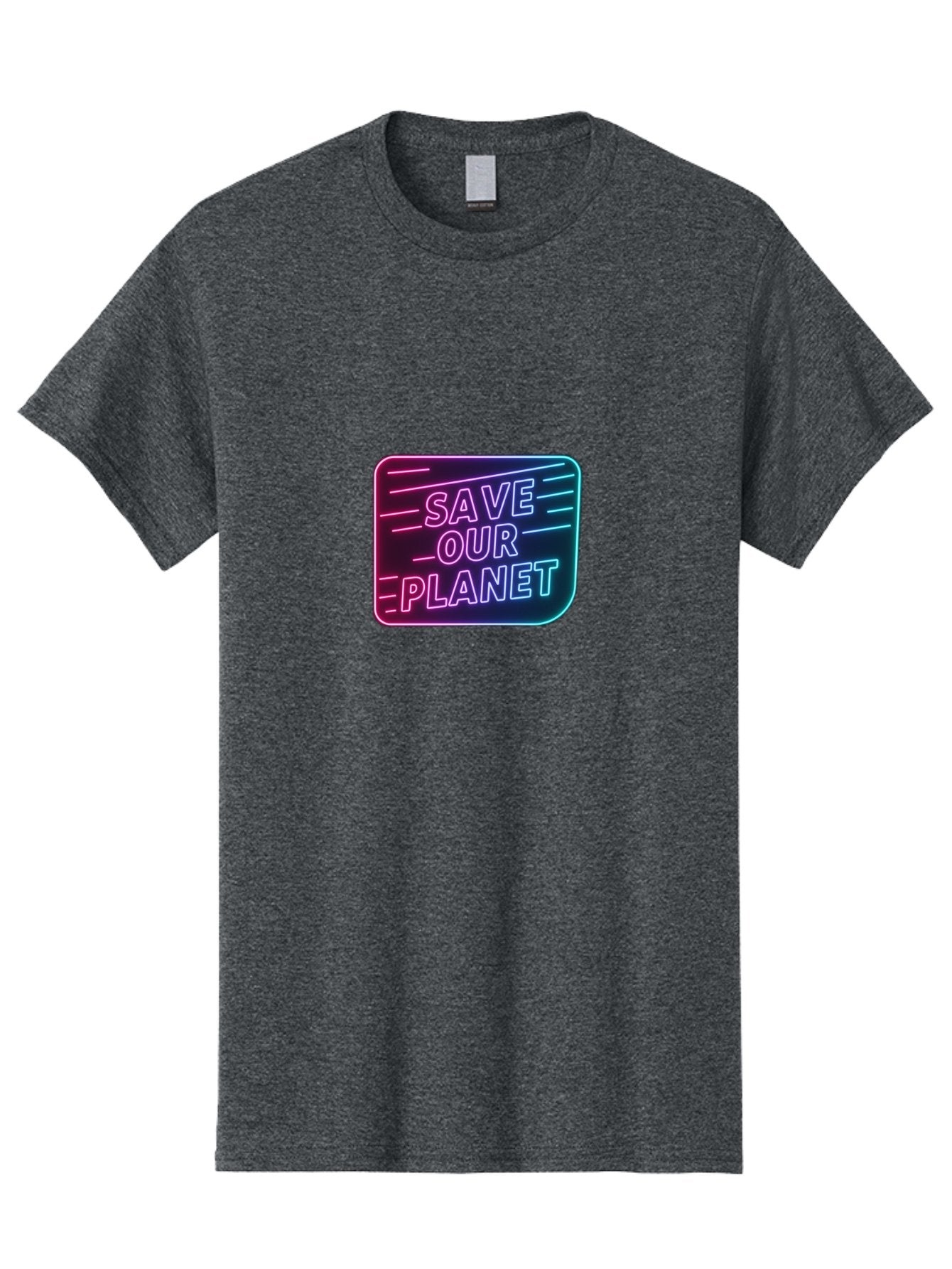 Save-Our-Planet-3 Men'S Graphic Tee, 100% Cotton, Comfortable Casual Summer Wear, Machine Washable, Neon Sign, Save Our Planet, Environmental Awareness, Eco-Friendly Message, Sustainability, Conservation, Activism, Social Impact, Neon Lights Bab379 3