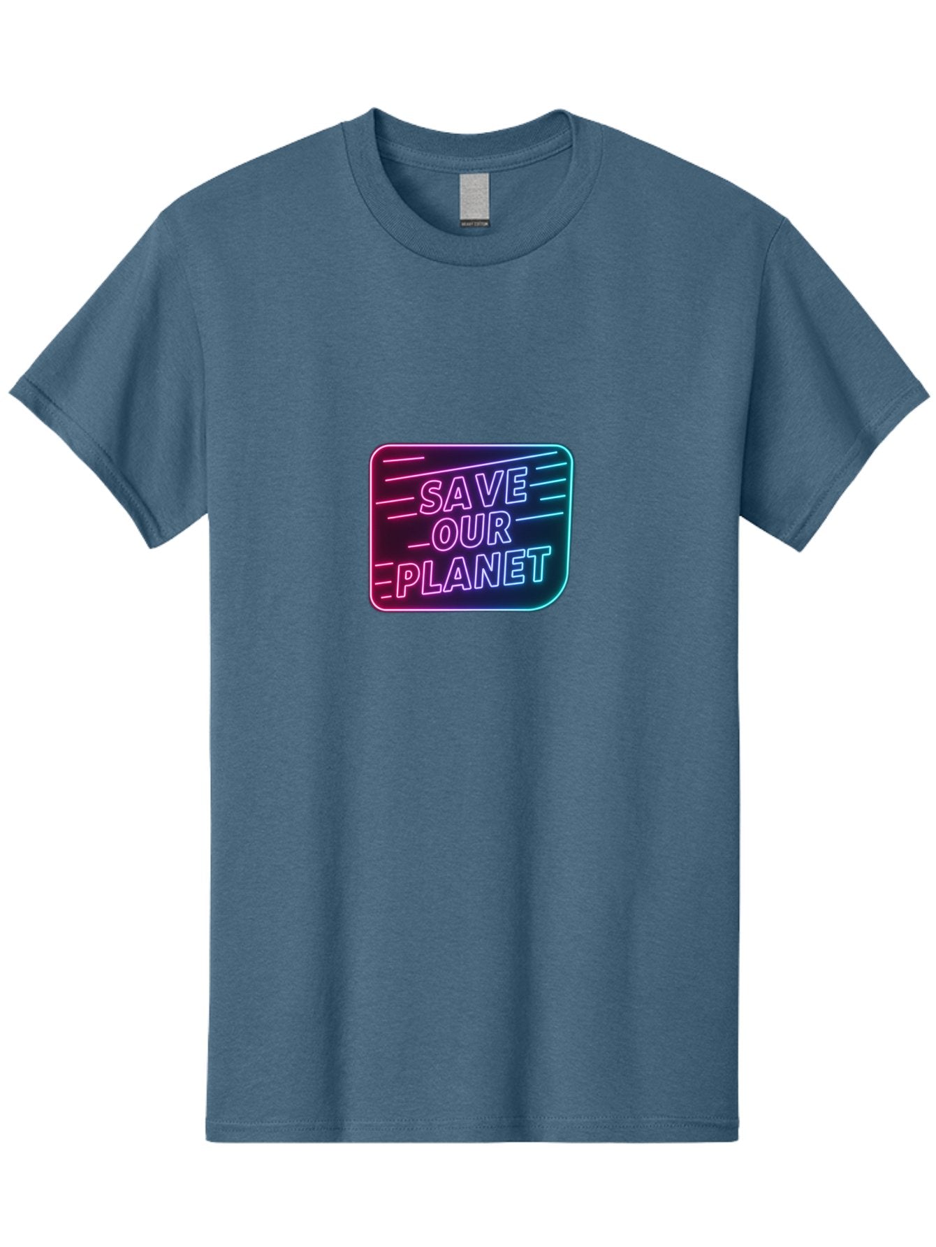 Save-Our-Planet-3 Men'S Graphic Tee, 100% Cotton, Comfortable Casual Summer Wear, Machine Washable, Neon Sign, Save Our Planet, Environmental Awareness, Eco-Friendly Message, Sustainability, Conservation, Activism, Social Impact, Neon Lights Bab379 4
