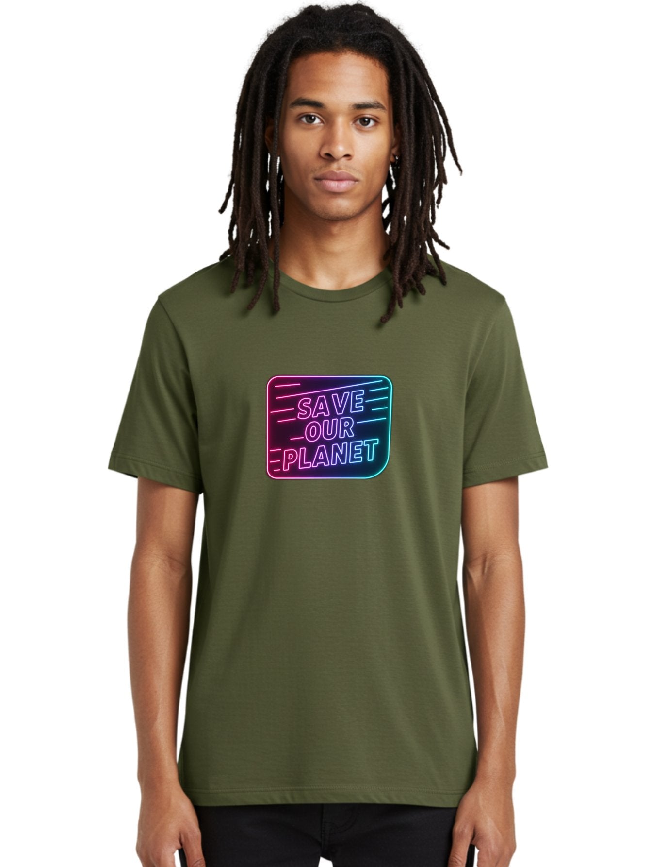Save-Our-Planet-3 Men'S Graphic Tee, 100% Cotton, Comfortable Casual Summer Wear, Machine Washable, Neon Sign, Save Our Planet, Environmental Awareness, Eco-Friendly Message, Sustainability, Conservation, Activism, Social Impact, Neon Lights Bab379 17