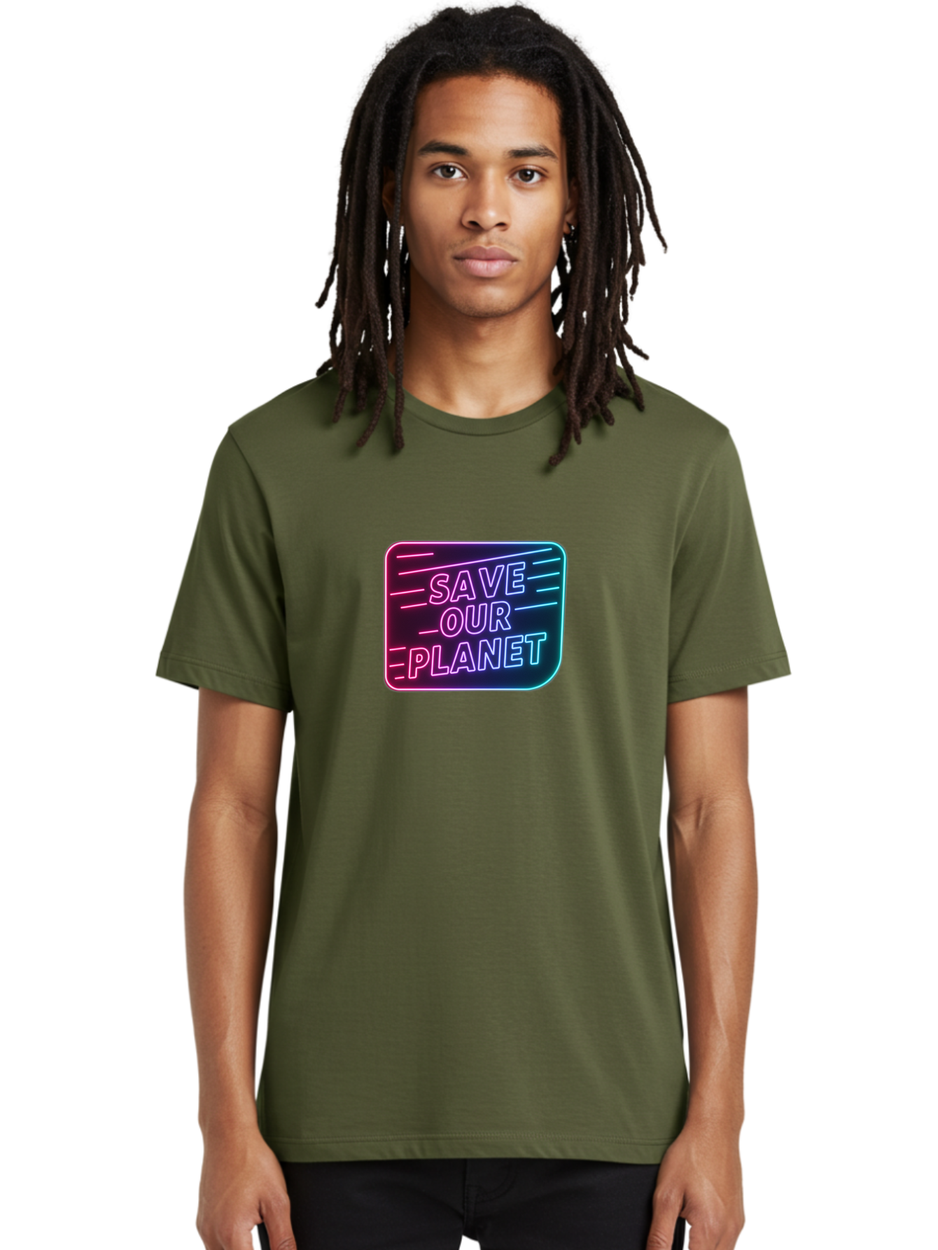 Save-Our-Planet-3 Men'S Graphic Tee, 100% Cotton, Comfortable Casual Summer Wear, Machine Washable, Neon Sign, Save Our Planet, Environmental Awareness, Eco-Friendly Message, Sustainability, Conservation, Activism, Social Impact, Neon Lights Bab379 28