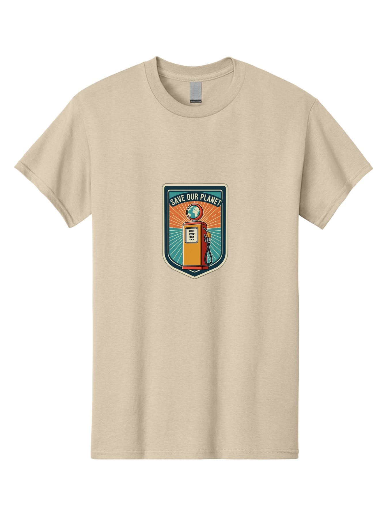 Save-Our-Planet-4 Men'S Graphic Tee, 100% Cotton, Comfortable Casual Summer Wear, Machine Washable, Gas Pump, Eco-Friendly Message, Save Our Planet, Environmental Awareness, Sustainable Living, Green Initiative, Retro-Futuristic Design, Bab380 3