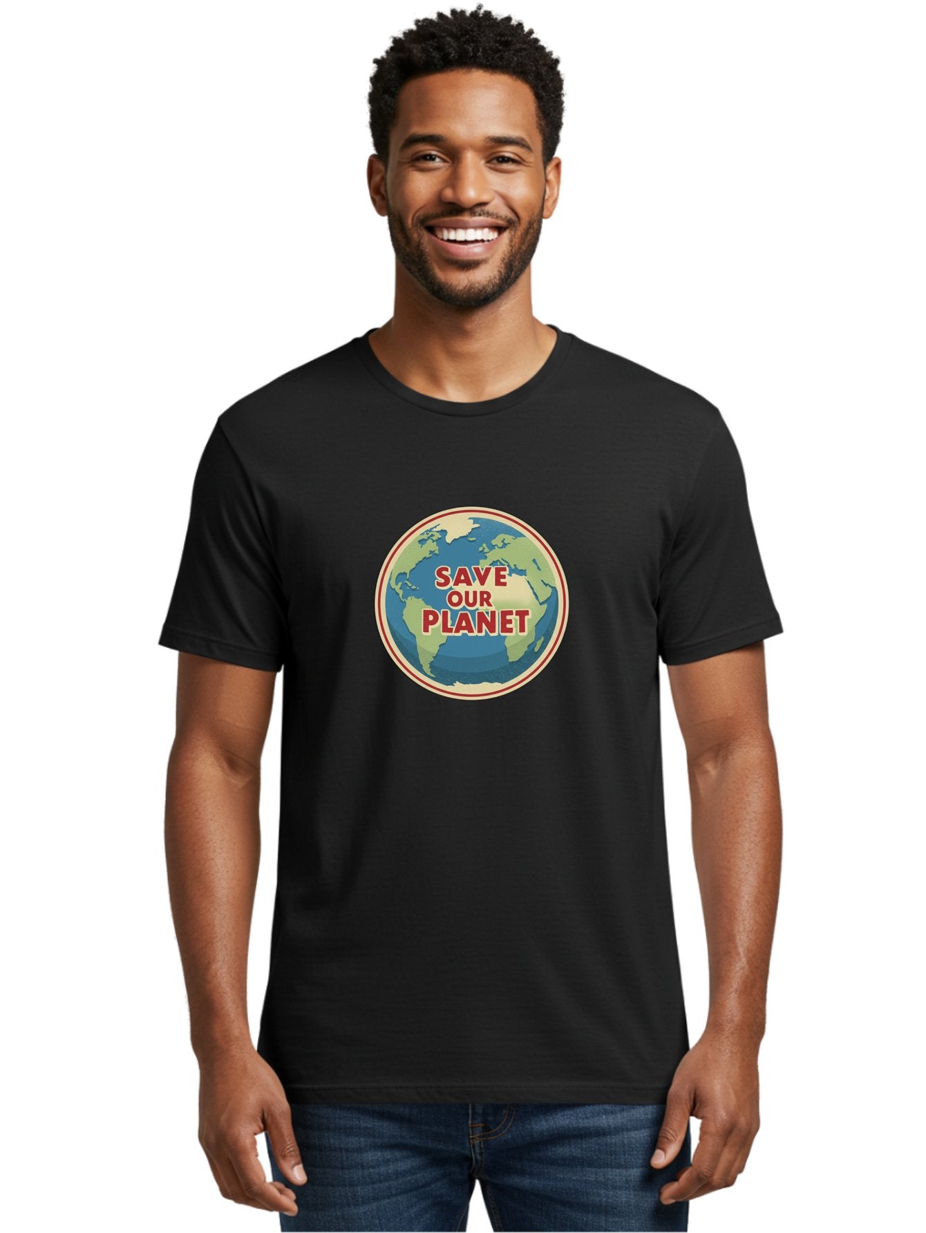 Save-Our-Planet-8 Men'S Graphic Tee, 100% Cotton, Comfortable Casual Summer Wear, Machine Washable, Globe With Save Our Planet Text, Environmental Awareness, Eco-Friendly Message, Save The Earth, Conservation, Sustainability, Eco Activism, Bab384 24