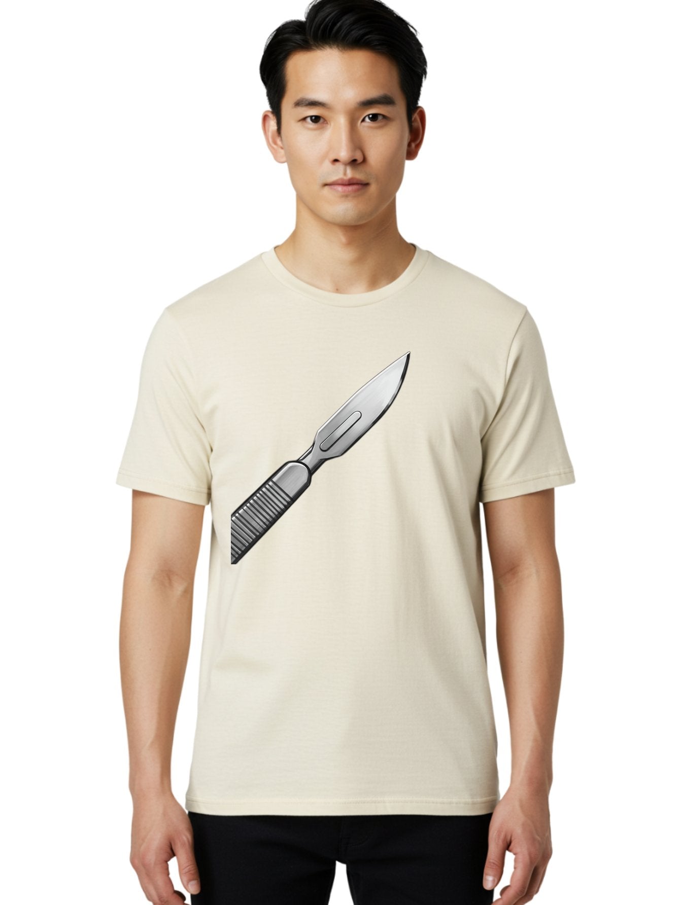Scalpel Men'S Graphic Tee, 100% Cotton, Comfortable Casual Summer Wear, Machine Washable, Surgical Scalpel, Medical Tool, Sharp Blade, Stainless Steel, Precision Instrument, Surgical Equipment, Medical Illustration Bab386 23
