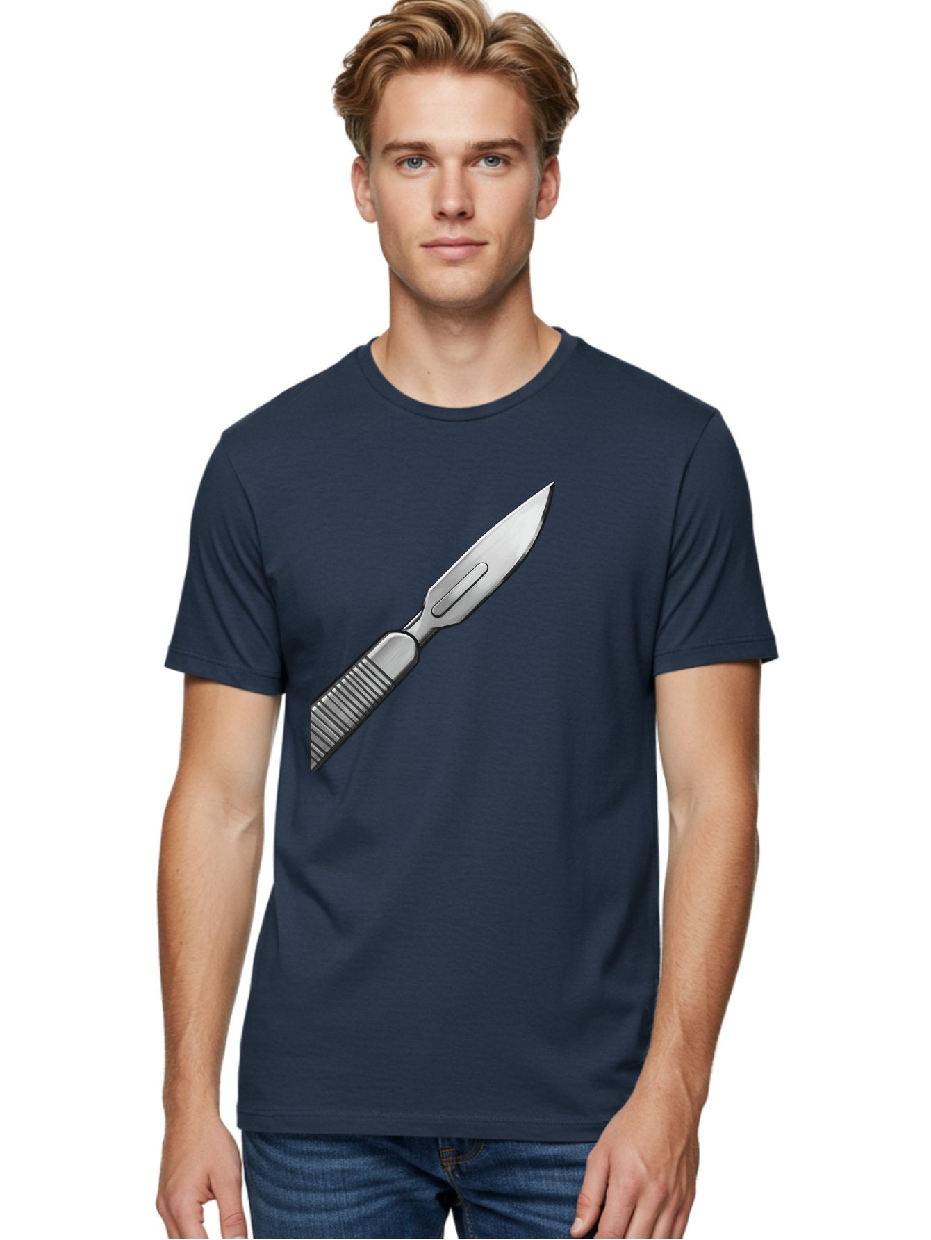 Scalpel Men'S Graphic Tee, 100% Cotton, Comfortable Casual Summer Wear, Machine Washable, Surgical Scalpel, Medical Tool, Sharp Blade, Stainless Steel, Precision Instrument, Surgical Equipment, Medical Illustration Bab386 25