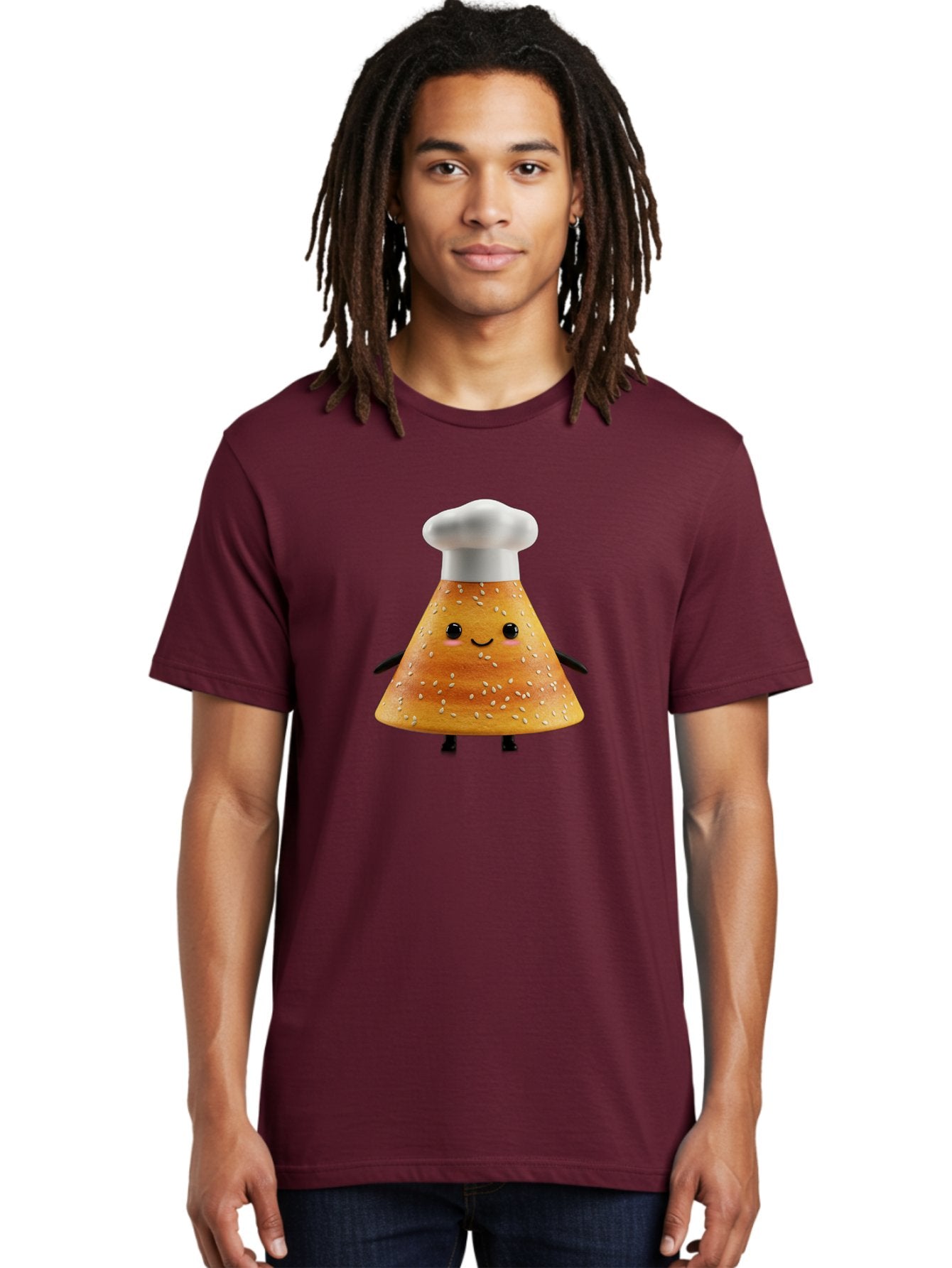 Sesame-Seed-Dosa-Chef Men'S Graphic Tee, 100% Cotton, Comfortable Casual Summer Wear, Machine Washable, Cartoon Bun With Chef Hat, Kawaii Food Character, Sesame Seed Bun, Culinary Theme, Whimsical Illustration, Baking Concept, Cute Mascot, Bab391 27