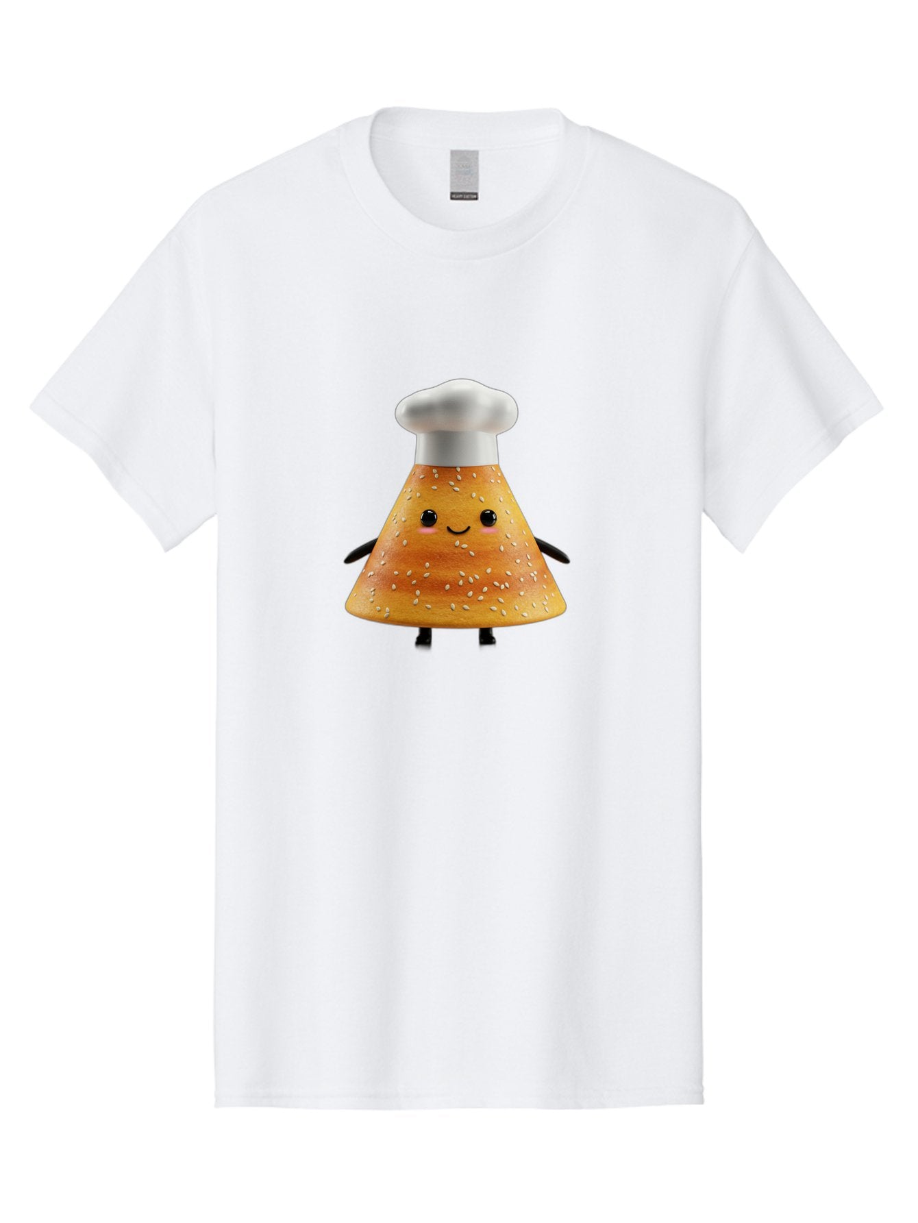 Sesame-Seed-Dosa-Chef Men'S Graphic Tee, 100% Cotton, Comfortable Casual Summer Wear, Machine Washable, Cartoon Bun With Chef Hat, Kawaii Food Character, Sesame Seed Bun, Culinary Theme, Whimsical Illustration, Baking Concept, Cute Mascot, Bab391 3