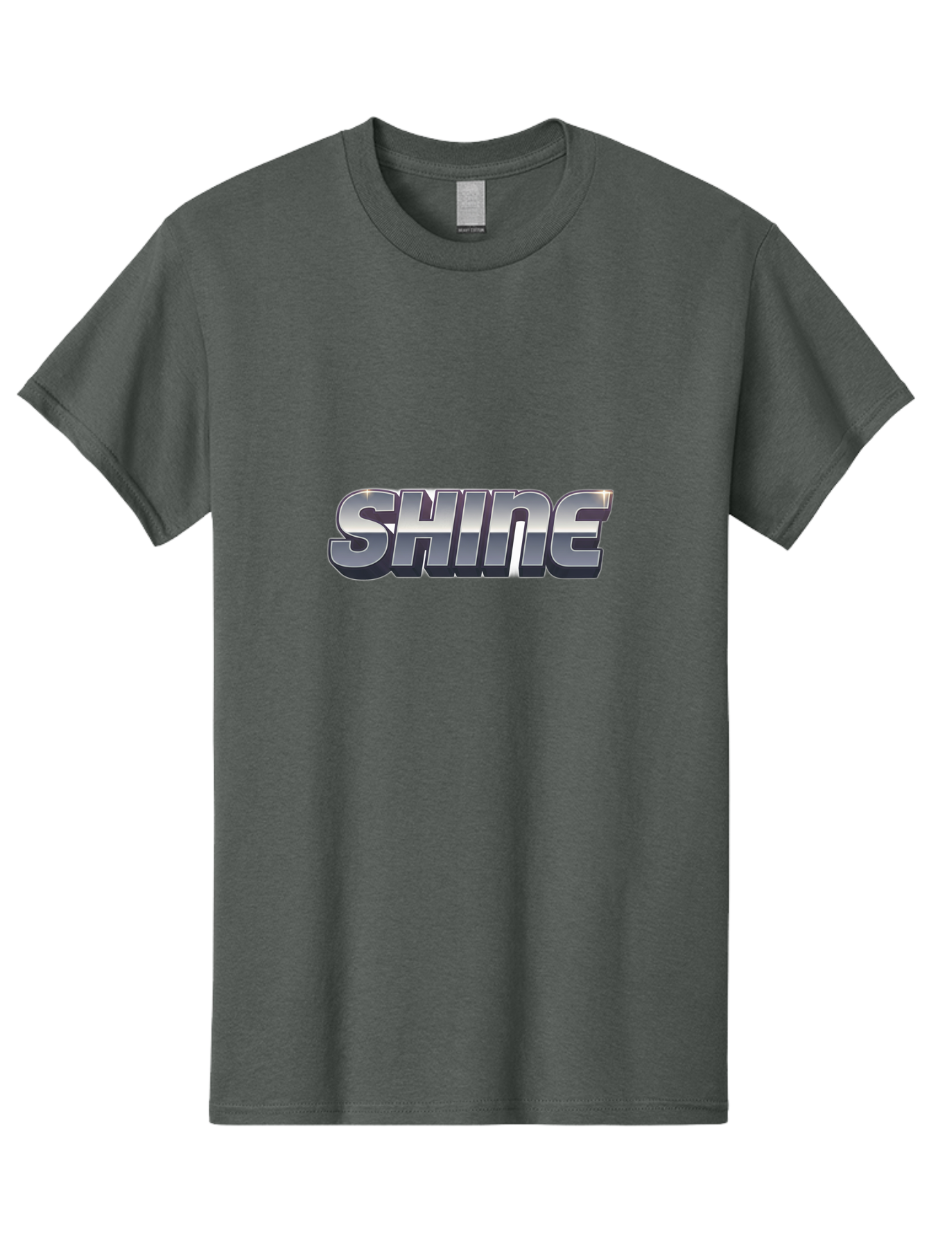 Shine Men'S Graphic Tee, 100% Cotton, Comfortable Casual Summer Wear, Machine Washable, Shine, Motivational Quote, Inspirational Words, Positivity, Empowerment, Silver Text, 3D Effect, Bold Font, Modern Design Bab392