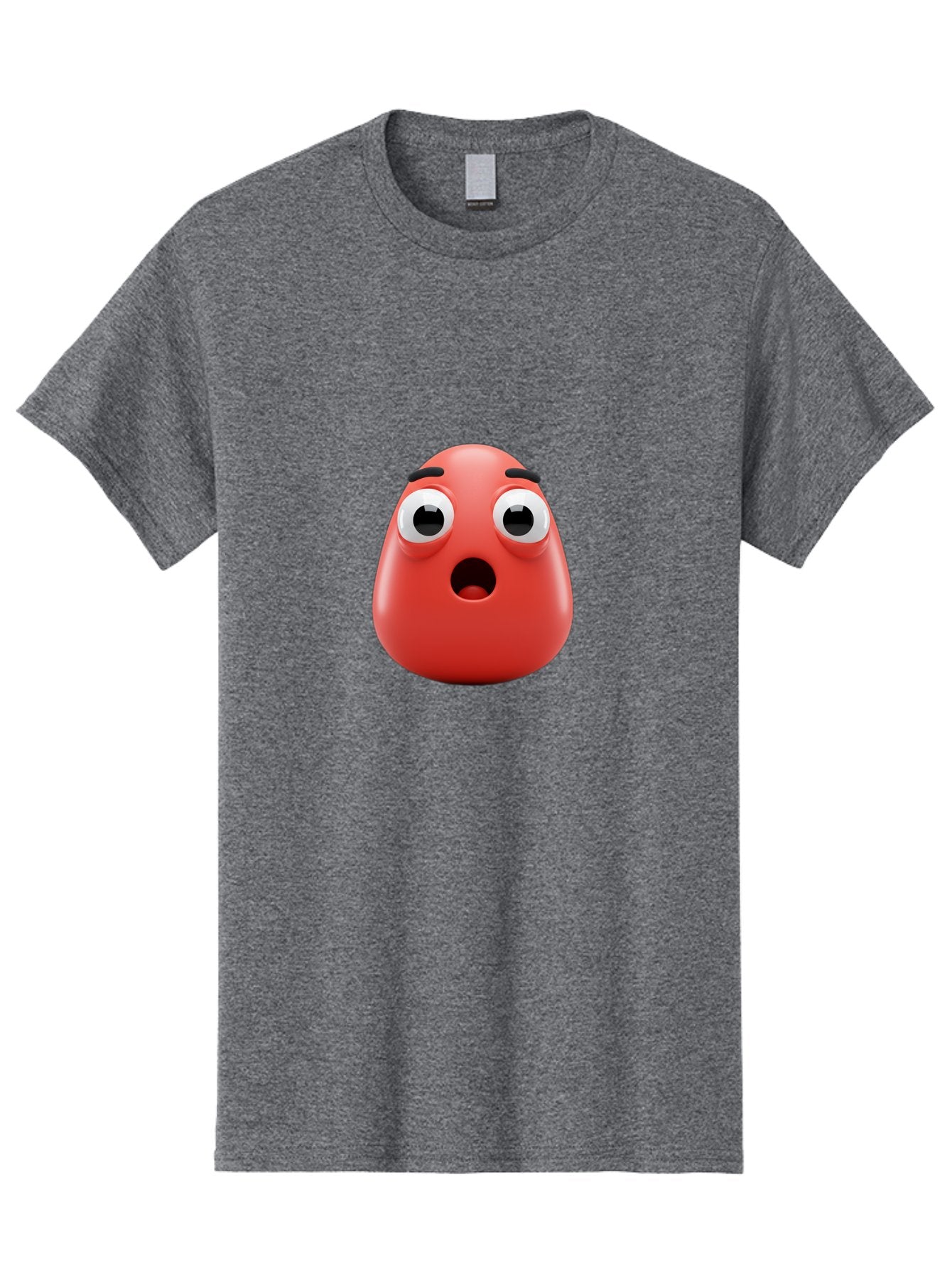 Shocked-Emoji Men'S Graphic Tee, 100% Cotton, Comfortable Casual Summer Wear, Machine Washable, Shocked Face, Surprised Expression, Cartoon Emoji, Red Color, Eyebrow Raised, Mouth Agape, Astonished Look, Funny Face, Emoticon, 3D Rendering, Bab393 10