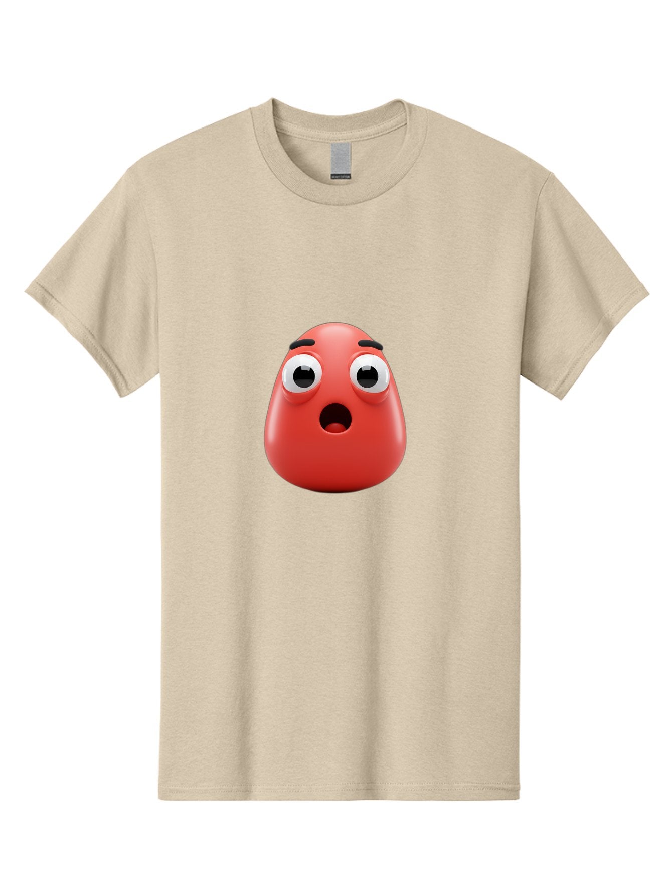 Shocked-Emoji Men'S Graphic Tee, 100% Cotton, Comfortable Casual Summer Wear, Machine Washable, Shocked Face, Surprised Expression, Cartoon Emoji, Red Color, Eyebrow Raised, Mouth Agape, Astonished Look, Funny Face, Emoticon, 3D Rendering, Bab393 5