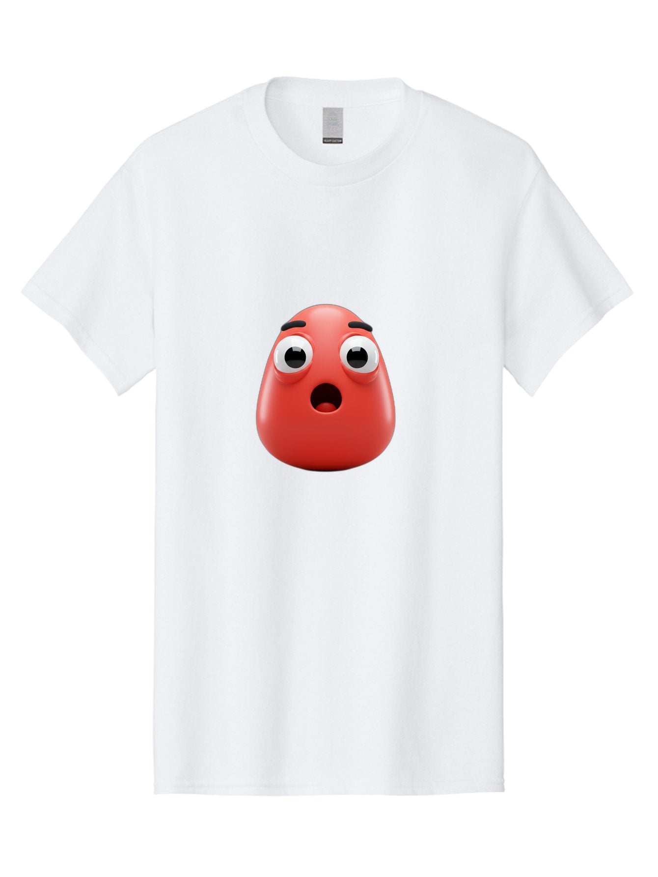 Shocked-Emoji Men'S Graphic Tee, 100% Cotton, Comfortable Casual Summer Wear, Machine Washable, Shocked Face, Surprised Expression, Cartoon Emoji, Red Color, Eyebrow Raised, Mouth Agape, Astonished Look, Funny Face, Emoticon, 3D Rendering, Bab393 11