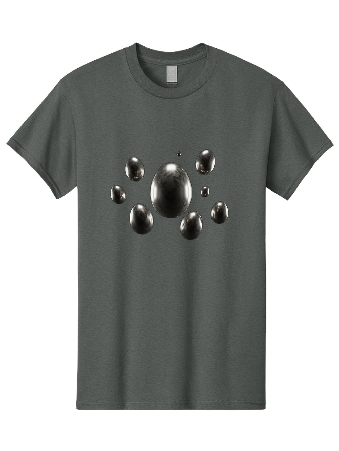 Silver-Egg Men'S Graphic Tee, 100% Cotton, Comfortable Casual Summer Wear, Machine Washable, Silver Bubbles, Shiny Spheres, Reflective Surfaces, Metallic Sheen, Bubble Cluster, Futuristic Design, Modern Elements, Abstract Shapes, 3D Rendering Bab395 10