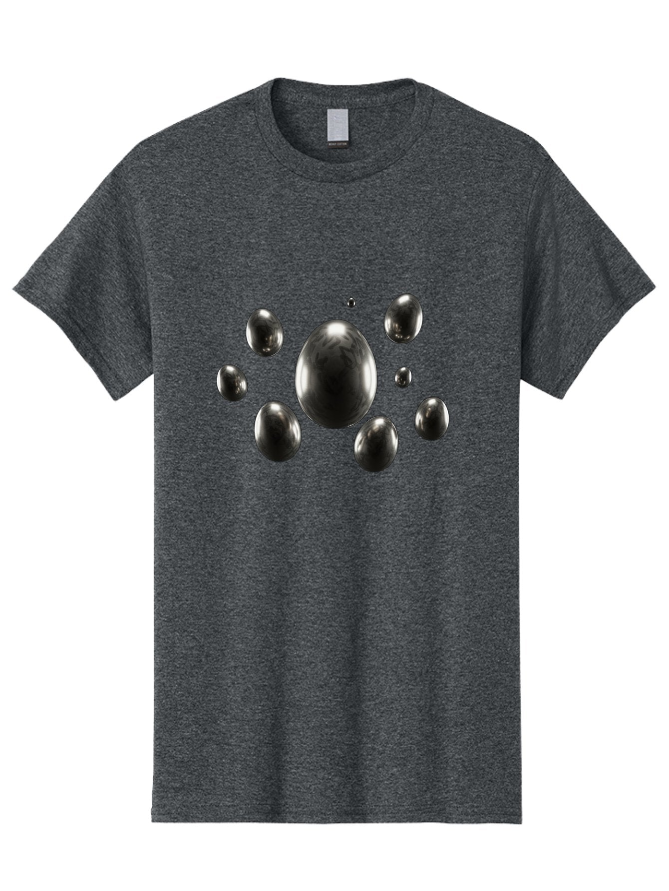 Silver-Egg Men'S Graphic Tee, 100% Cotton, Comfortable Casual Summer Wear, Machine Washable, Silver Bubbles, Shiny Spheres, Reflective Surfaces, Metallic Sheen, Bubble Cluster, Futuristic Design, Modern Elements, Abstract Shapes, 3D Rendering Bab395 8