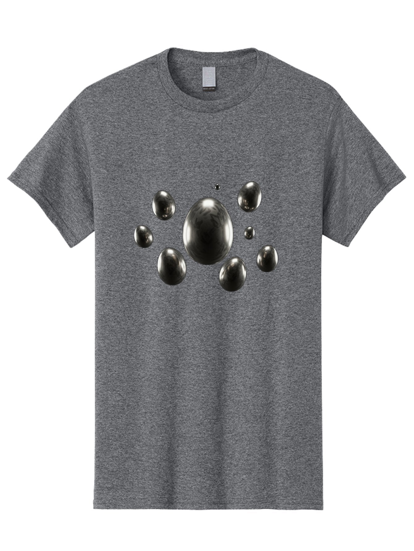 Silver-Egg Men'S Graphic Tee, 100% Cotton, Comfortable Casual Summer Wear, Machine Washable, Silver Bubbles, Shiny Spheres, Reflective Surfaces, Metallic Sheen, Bubble Cluster, Futuristic Design, Modern Elements, Abstract Shapes, 3D Rendering Bab395 14