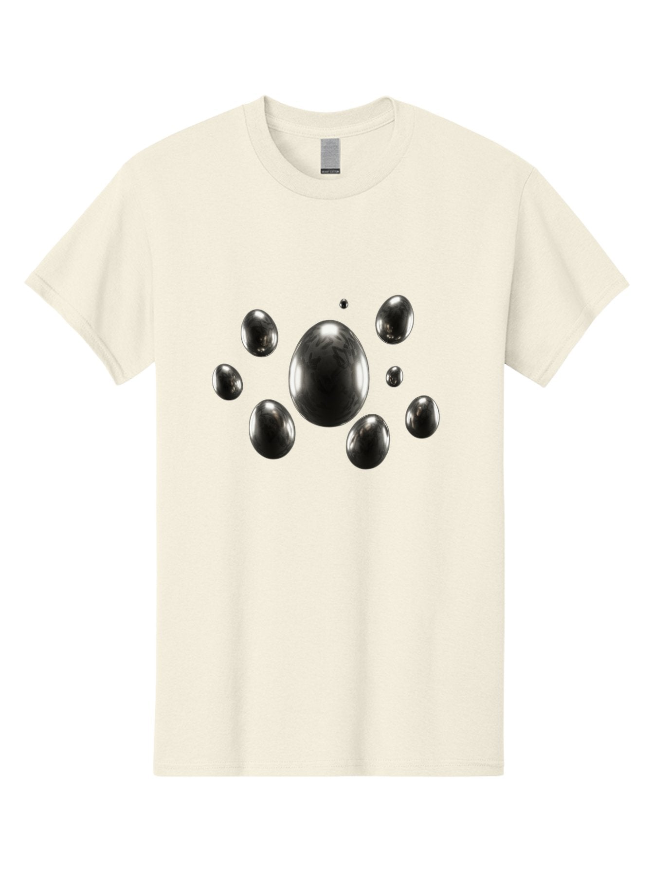 Silver-Egg Men'S Graphic Tee, 100% Cotton, Comfortable Casual Summer Wear, Machine Washable, Silver Bubbles, Shiny Spheres, Reflective Surfaces, Metallic Sheen, Bubble Cluster, Futuristic Design, Modern Elements, Abstract Shapes, 3D Rendering Bab395 9
