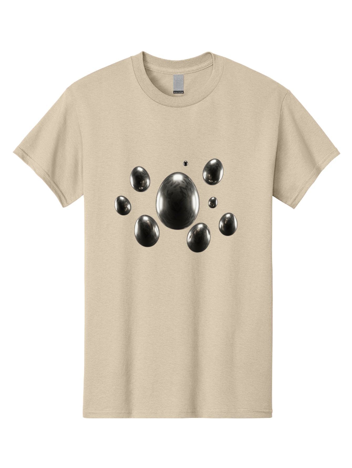 Silver-Egg Men'S Graphic Tee, 100% Cotton, Comfortable Casual Summer Wear, Machine Washable, Silver Bubbles, Shiny Spheres, Reflective Surfaces, Metallic Sheen, Bubble Cluster, Futuristic Design, Modern Elements, Abstract Shapes, 3D Rendering Bab395