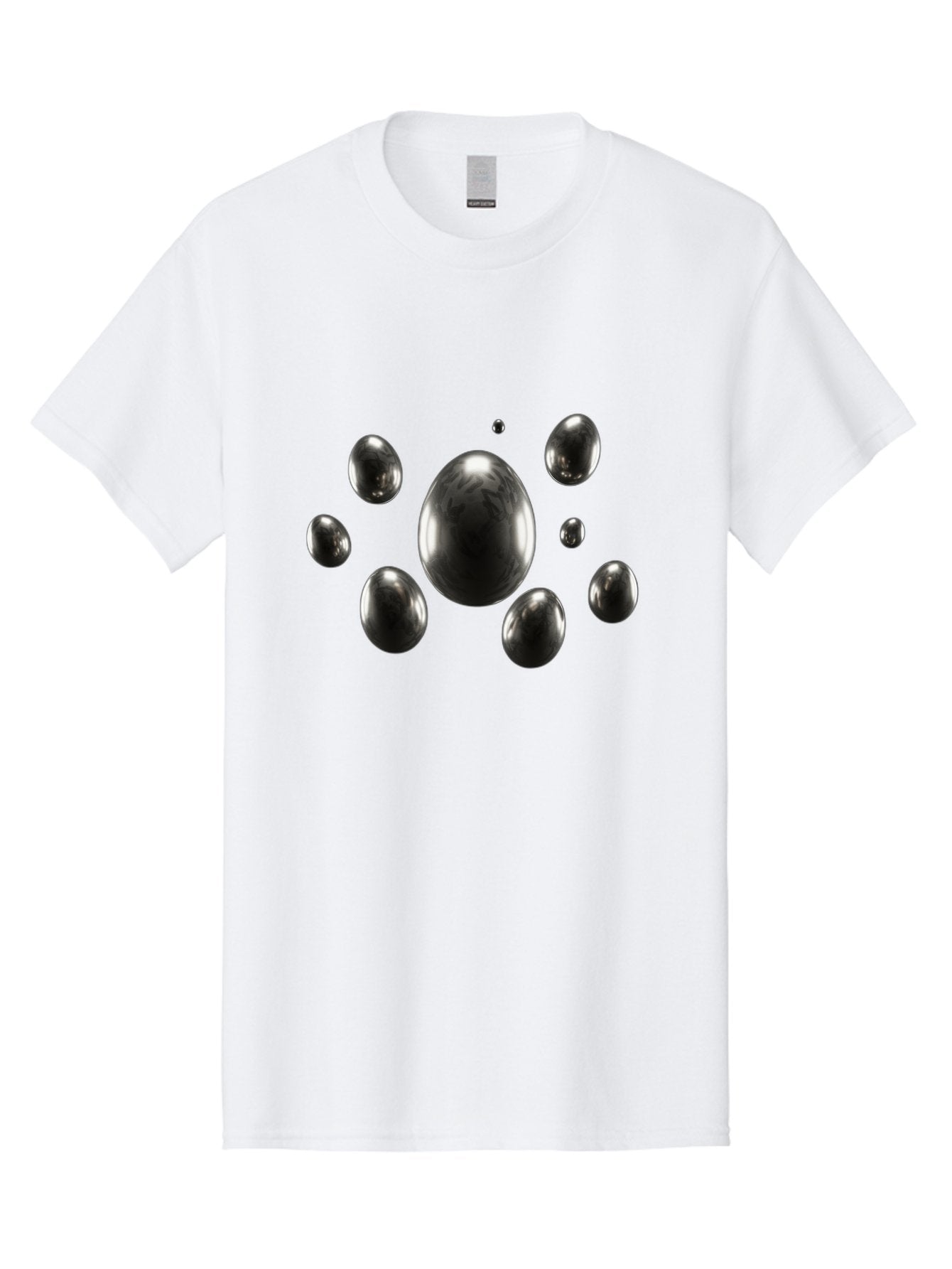 Silver-Egg Men'S Graphic Tee, 100% Cotton, Comfortable Casual Summer Wear, Machine Washable, Silver Bubbles, Shiny Spheres, Reflective Surfaces, Metallic Sheen, Bubble Cluster, Futuristic Design, Modern Elements, Abstract Shapes, 3D Rendering Bab395 7