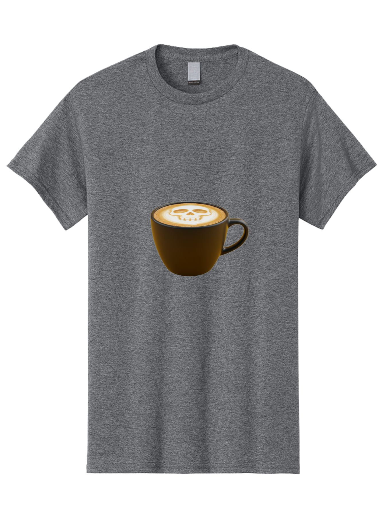 Skull-Coffee Men'S Graphic Tee, 100% Cotton, Comfortable Casual Summer Wear, Machine Washable, Latte Art, Coffee Design, Skull Pattern, Creative Coffee Art, Unique Latte Design, Coffee Culture, Foam Art, Barista Skills Bab397 27