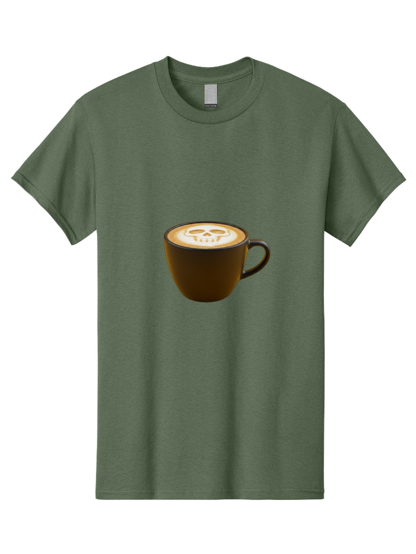 Skull-Coffee Men'S Graphic Tee, 100% Cotton, Comfortable Casual Summer Wear, Machine Washable, Latte Art, Coffee Design, Skull Pattern, Creative Coffee Art, Unique Latte Design, Coffee Culture, Foam Art, Barista Skills Bab397