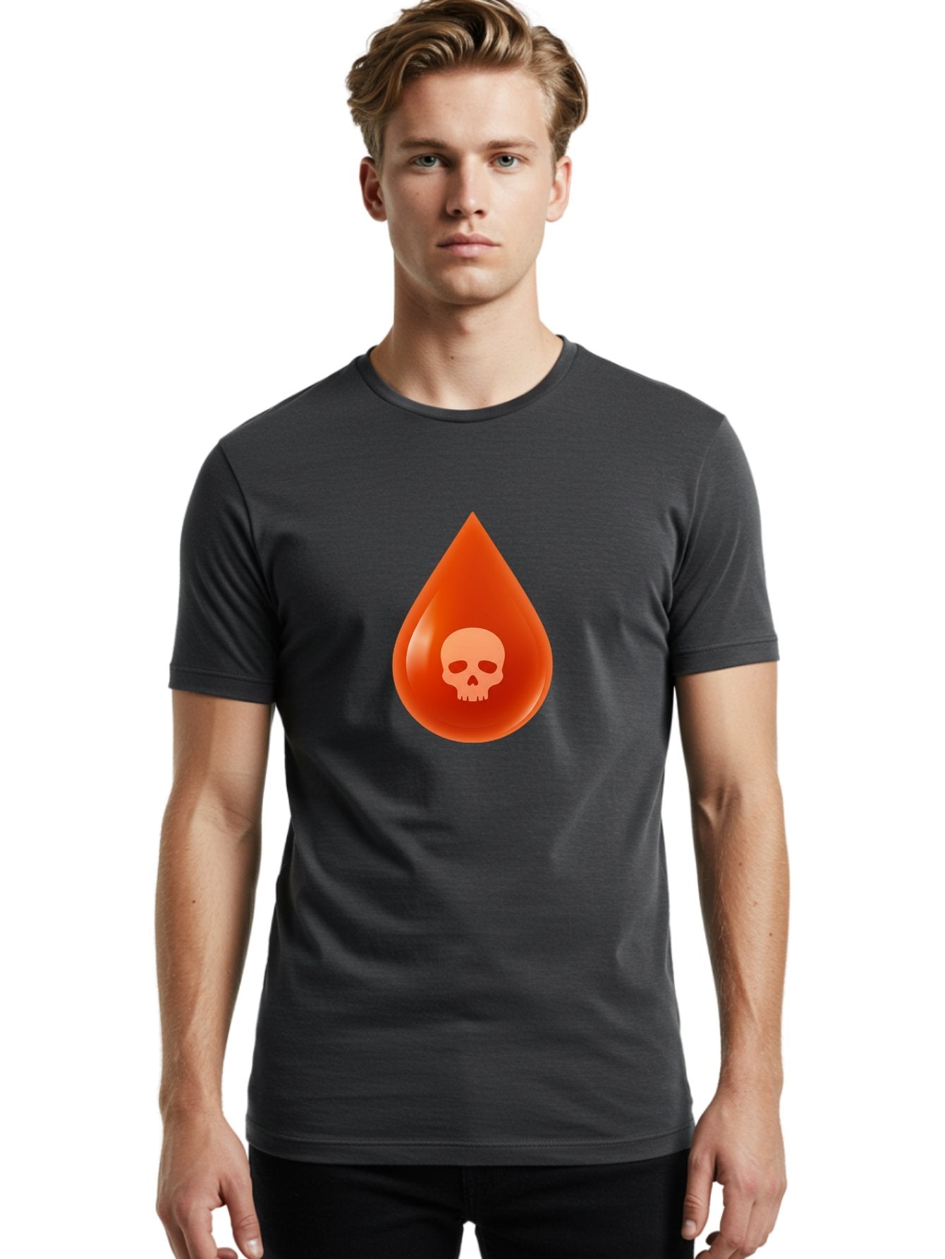 Skull-Drop Men'S Graphic Tee, 100% Cotton, Comfortable Casual Summer Wear, Machine Washable, Skull Symbol, Poison Warning, Danger Sign, Toxic Liquid, Hazardous Substance, Danger Alert, Warning Sign Bab398 23