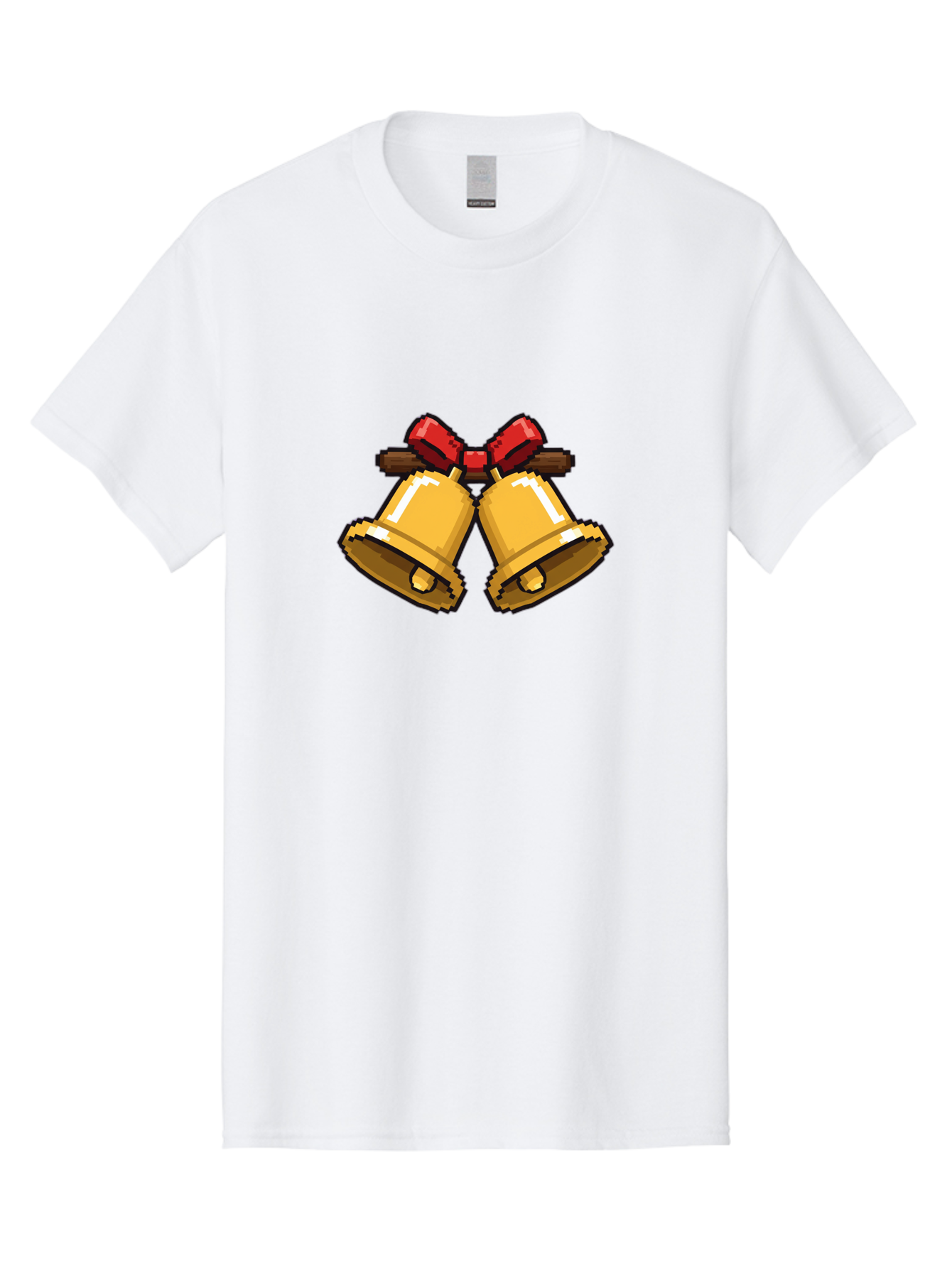 Sleigh-Bells Men'S Graphic Tee, 100% Cotton, Comfortable Casual Summer Wear, Machine Washable, Gold Bells, Christmas Decorations, Festive Decor, Holiday Cheer, Jingling Bells, Red Bow, Christmas Symbolism, Winter Wonderland, Seasonal Greetings Bab399 27