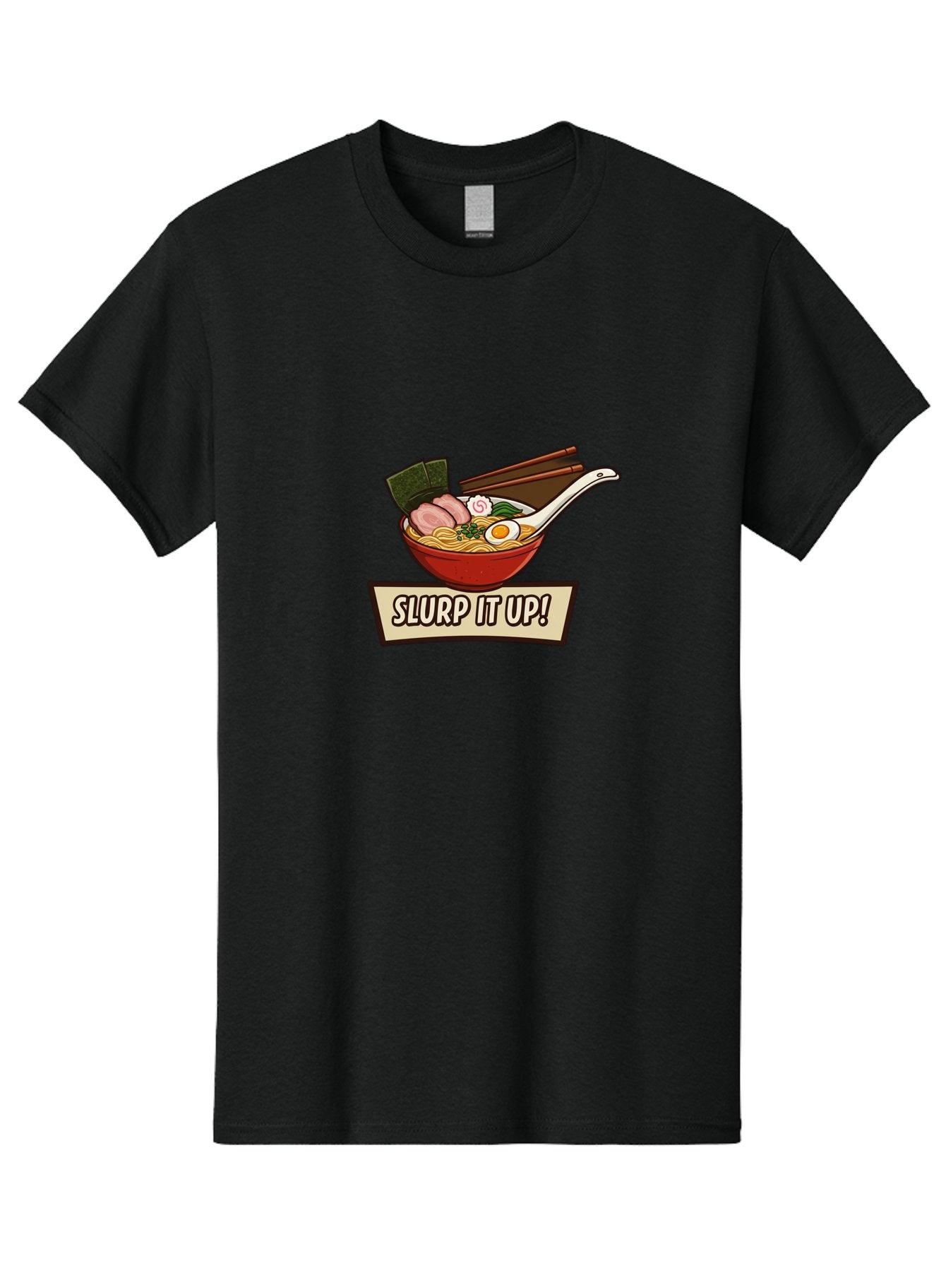 Slurp-It-Up Men'S Graphic Tee, 100% Cotton, Comfortable Casual Summer Wear, Machine Washable, Steaming Hot Ramen, Japanese Noodle Soup, Egg, Pork Slices, Seaweed, Chopsticks, Savory Meal, Comfort Food, Slurp It Up Bab400 4