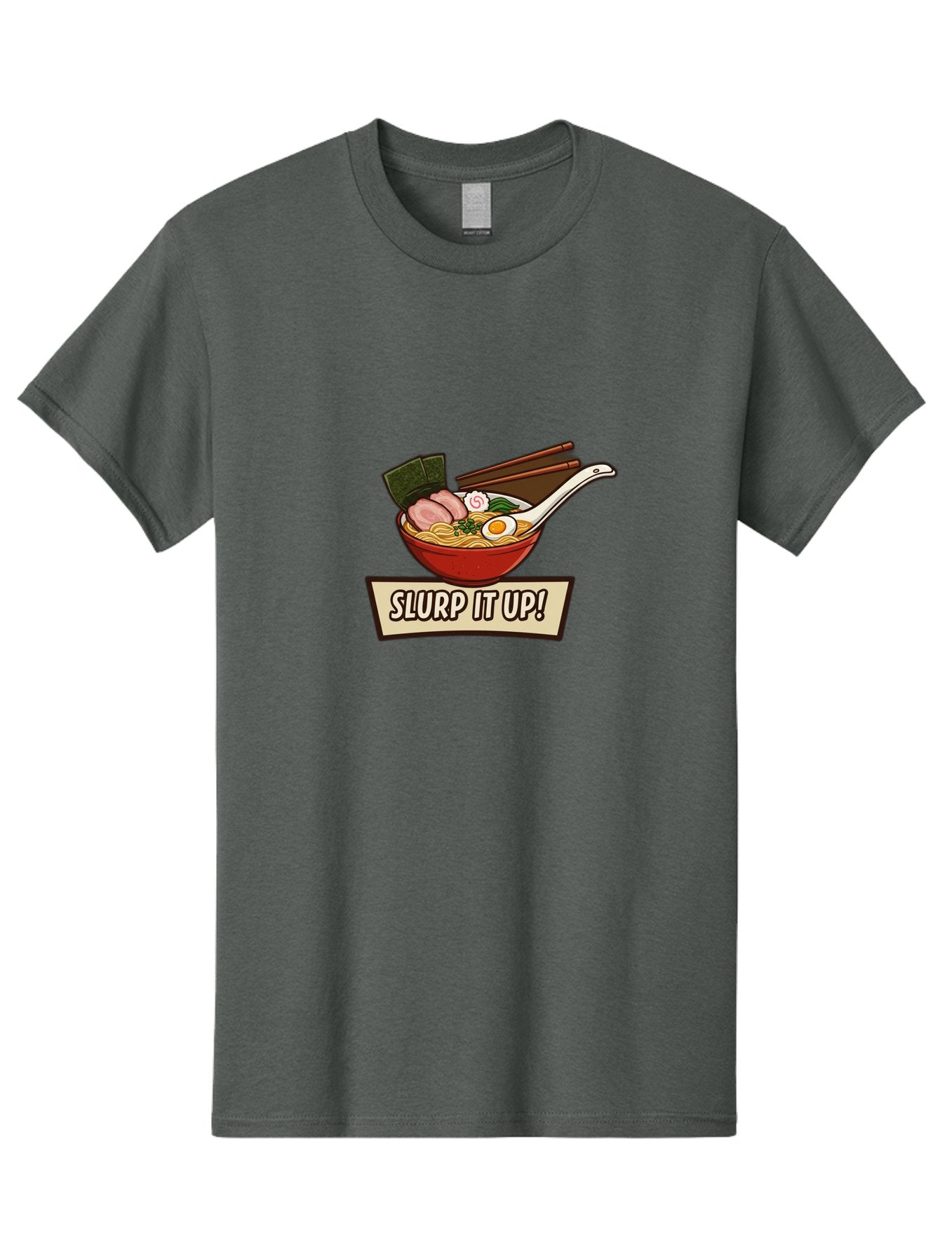 Slurp-It-Up Men'S Graphic Tee, 100% Cotton, Comfortable Casual Summer Wear, Machine Washable, Steaming Hot Ramen, Japanese Noodle Soup, Egg, Pork Slices, Seaweed, Chopsticks, Savory Meal, Comfort Food, Slurp It Up Bab400 15