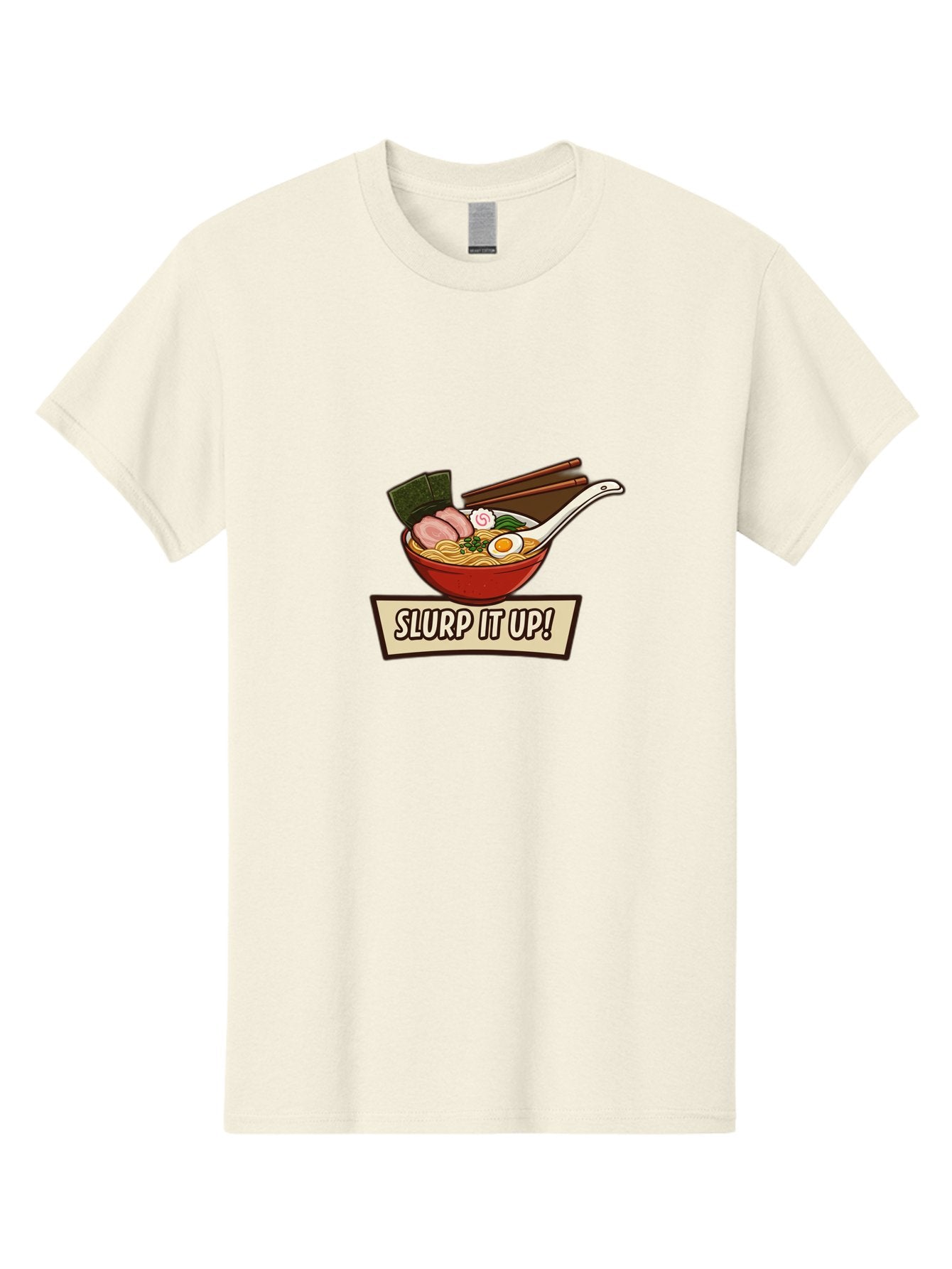 Slurp-It-Up Men'S Graphic Tee, 100% Cotton, Comfortable Casual Summer Wear, Machine Washable, Steaming Hot Ramen, Japanese Noodle Soup, Egg, Pork Slices, Seaweed, Chopsticks, Savory Meal, Comfort Food, Slurp It Up Bab400 10