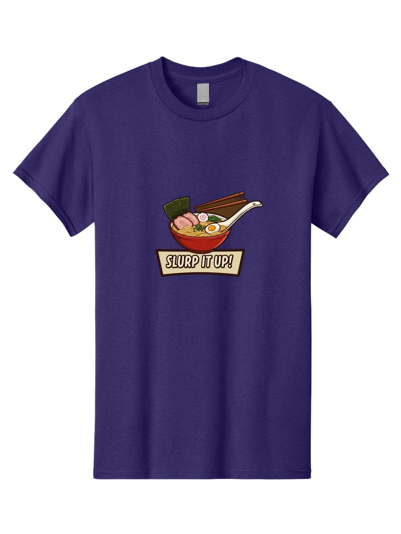 Slurp-It-Up Men'S Graphic Tee, 100% Cotton, Comfortable Casual Summer Wear, Machine Washable, Steaming Hot Ramen, Japanese Noodle Soup, Egg, Pork Slices, Seaweed, Chopsticks, Savory Meal, Comfort Food, Slurp It Up Bab400 12