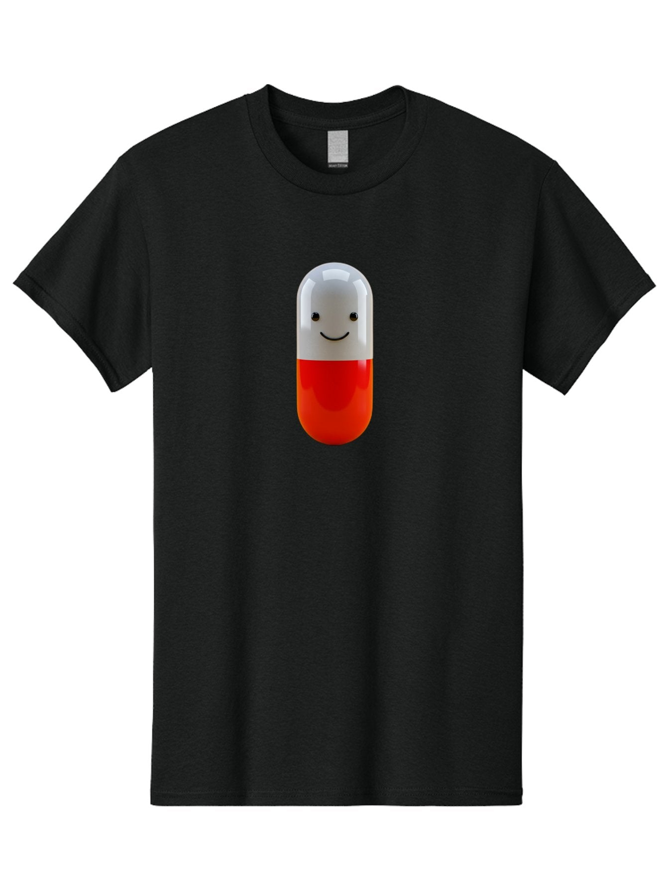 Smiling-Capsule Men'S Graphic Tee, 100% Cotton, Comfortable Casual Summer Wear, Machine Washable, Red And White Capsule, Smiling Face, Cartoon Character, Medicine, Pharmaceutical, Health Supplement, Happy Pill, Medication, Wellness Bab408 8
