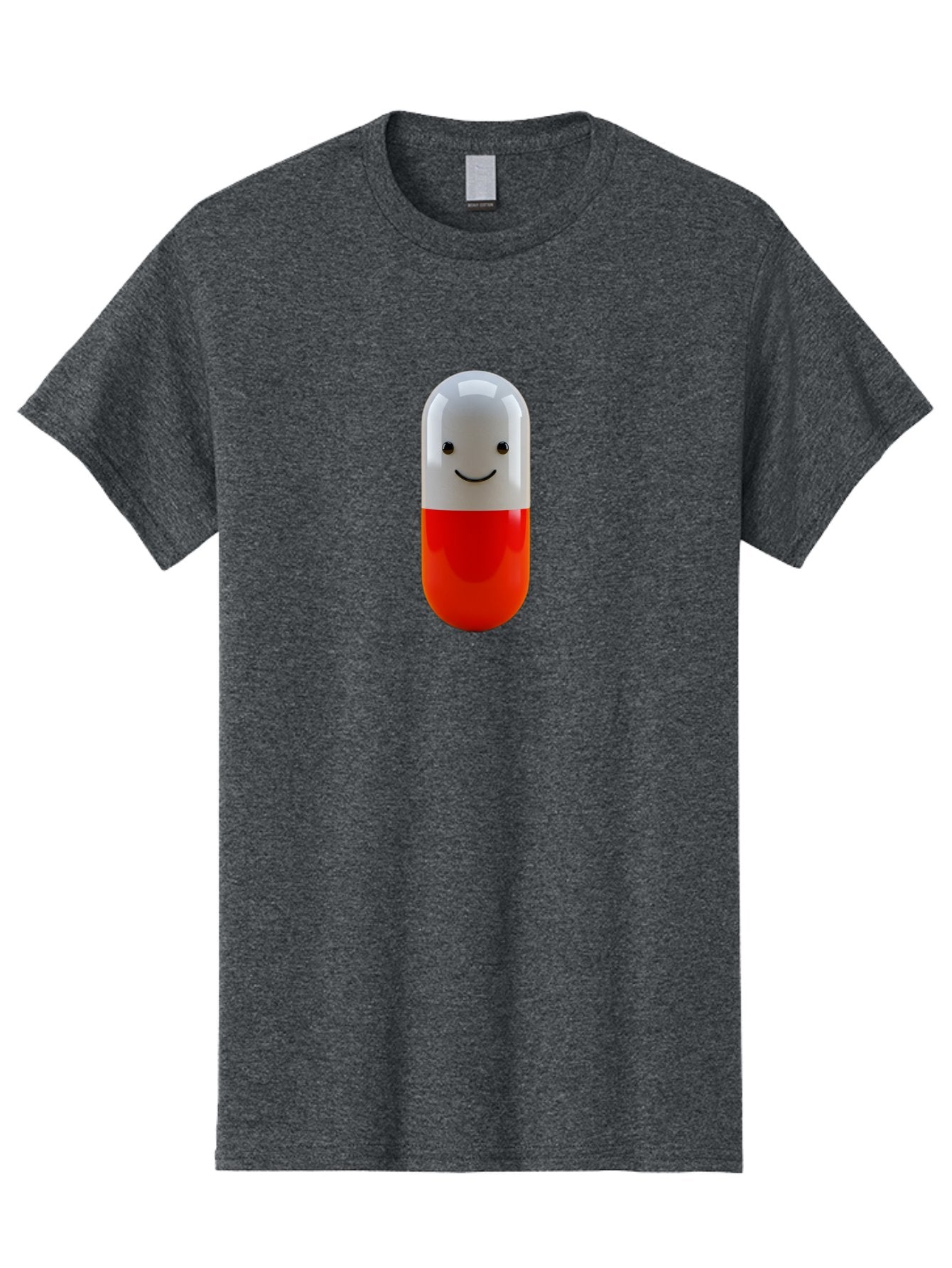 Smiling-Capsule Men'S Graphic Tee, 100% Cotton, Comfortable Casual Summer Wear, Machine Washable, Red And White Capsule, Smiling Face, Cartoon Character, Medicine, Pharmaceutical, Health Supplement, Happy Pill, Medication, Wellness Bab408 10