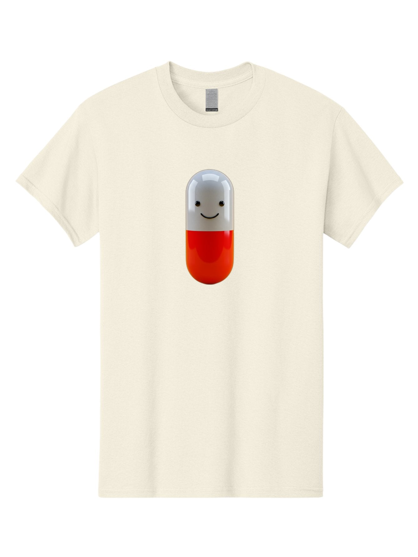 Smiling-Capsule Men'S Graphic Tee, 100% Cotton, Comfortable Casual Summer Wear, Machine Washable, Red And White Capsule, Smiling Face, Cartoon Character, Medicine, Pharmaceutical, Health Supplement, Happy Pill, Medication, Wellness Bab408 3