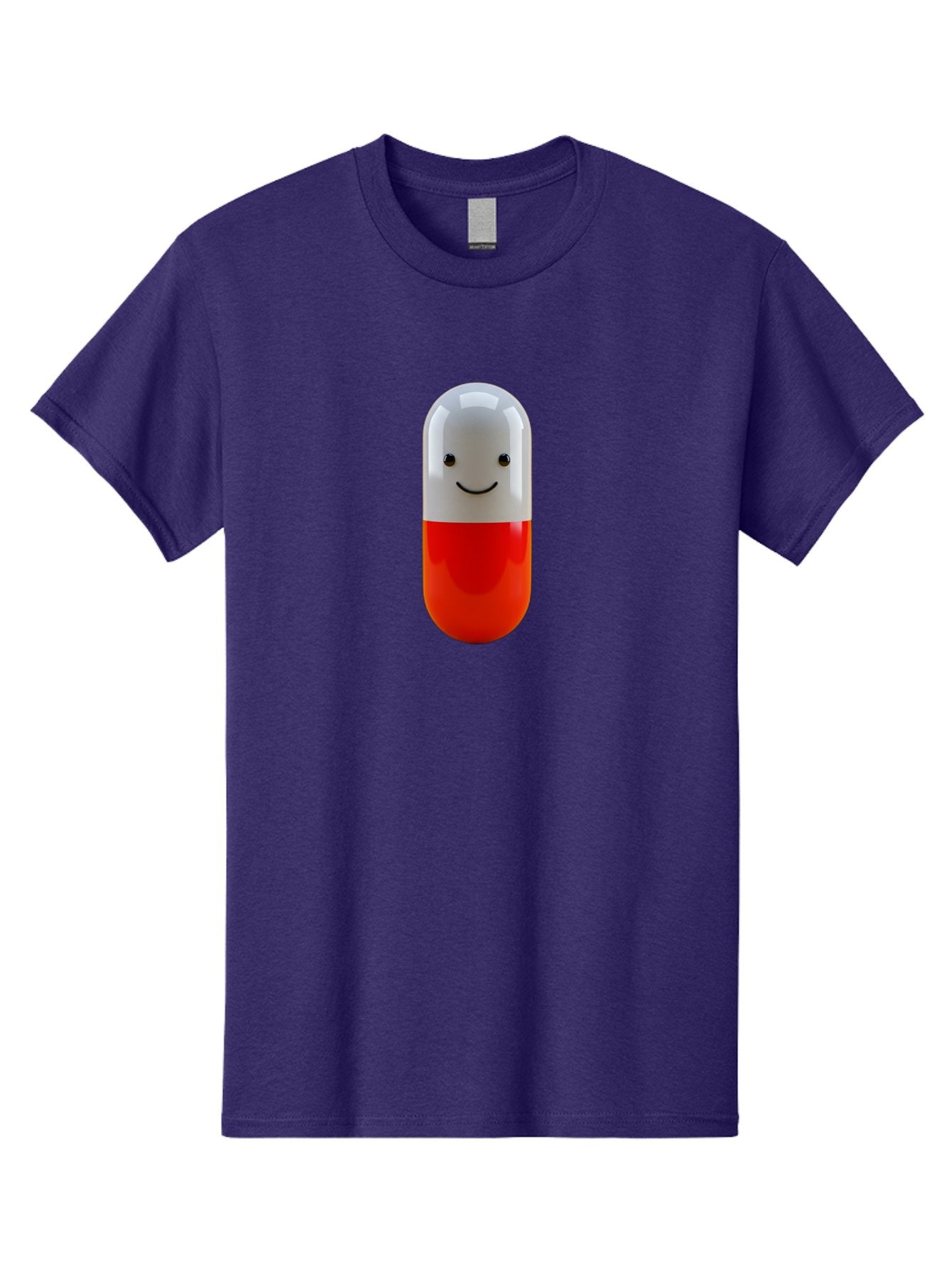 Smiling-Capsule Men'S Graphic Tee, 100% Cotton, Comfortable Casual Summer Wear, Machine Washable, Red And White Capsule, Smiling Face, Cartoon Character, Medicine, Pharmaceutical, Health Supplement, Happy Pill, Medication, Wellness Bab408 4